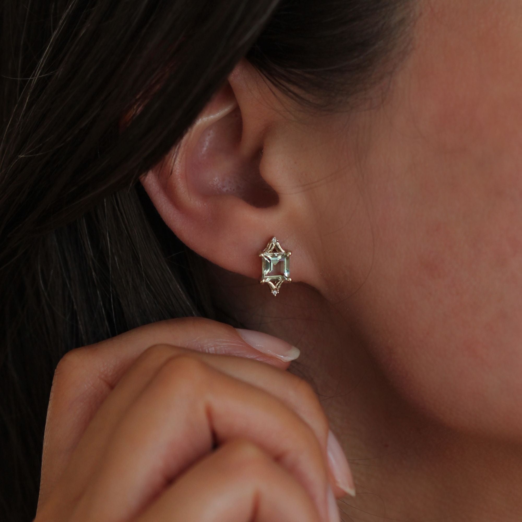 Diana Studs - Green Amethyst