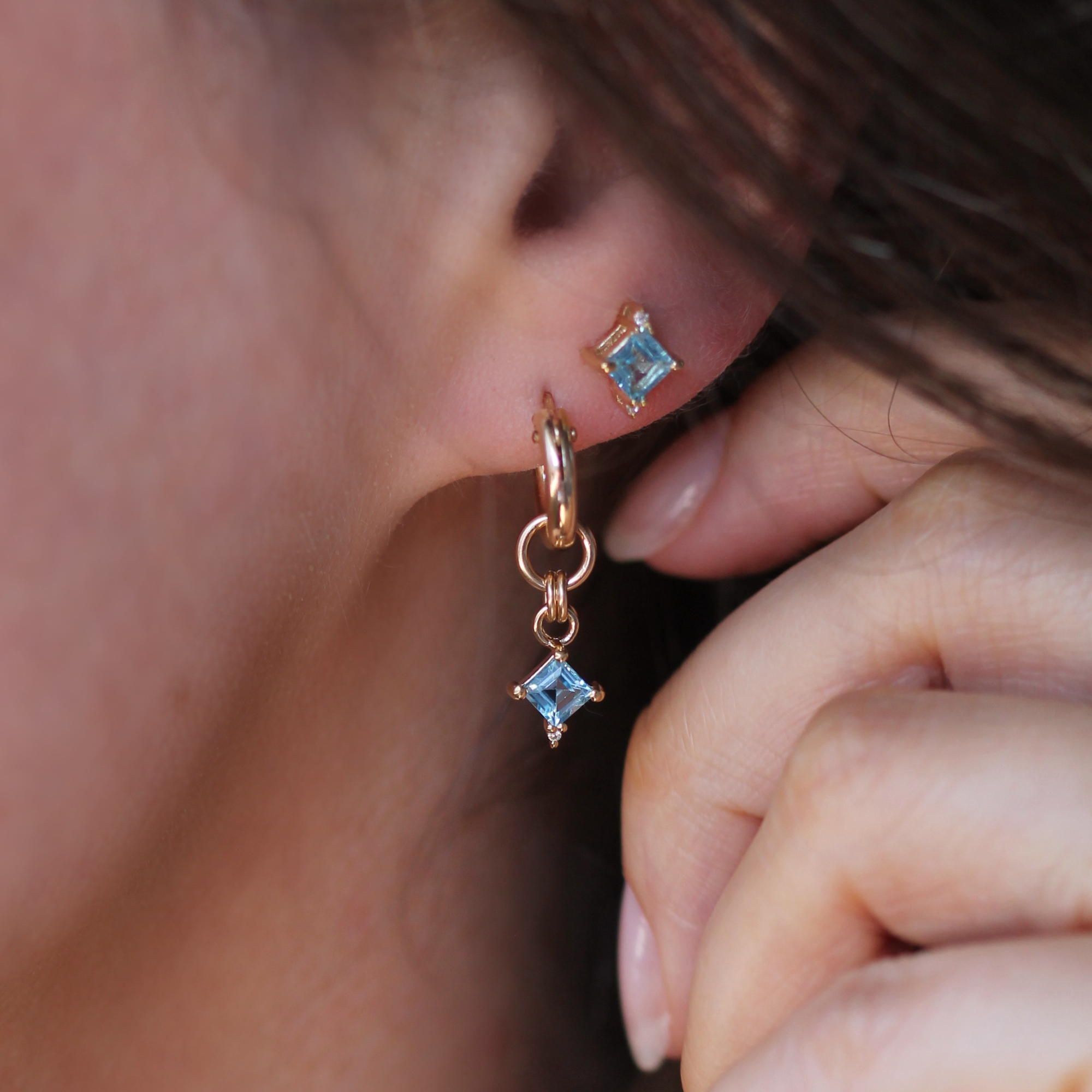 Mini Diana Hoops - Swiss Blue Topaz