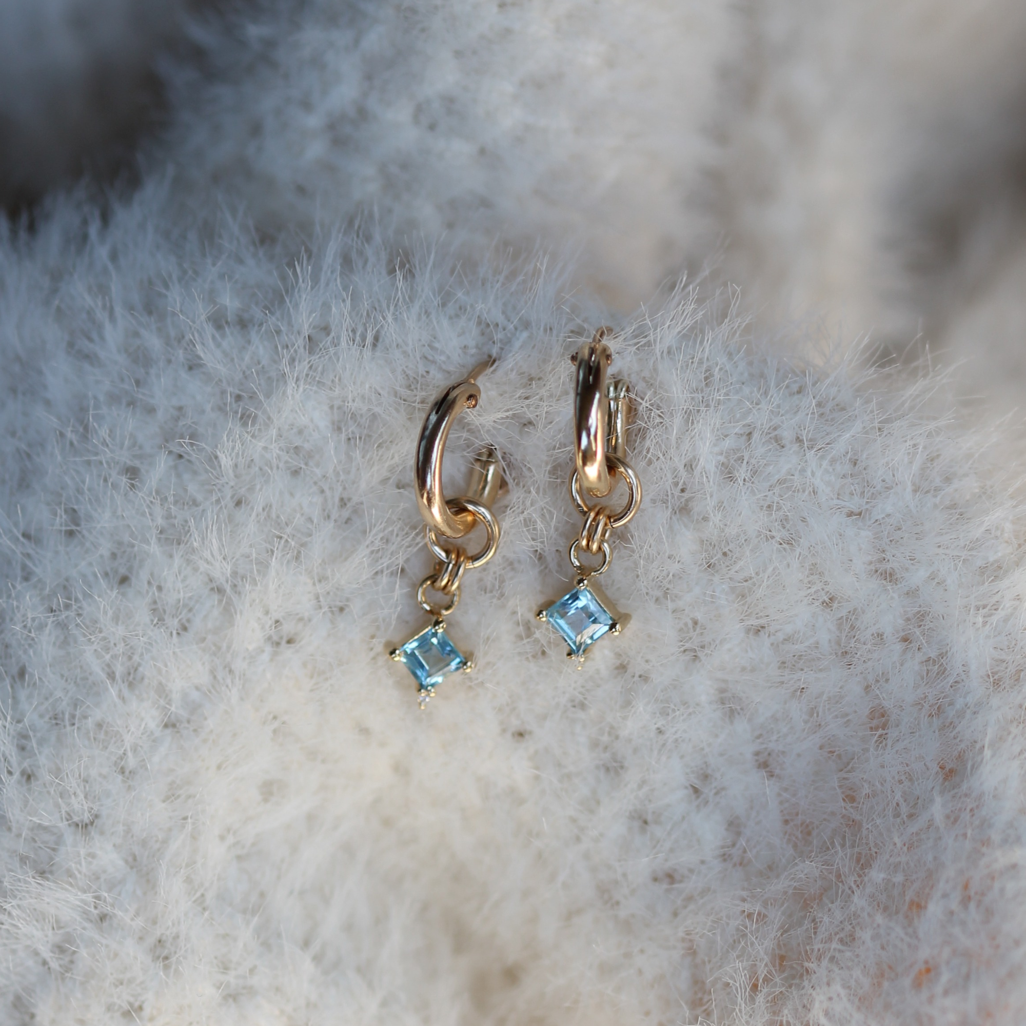 Mini Diana Hoops - Swiss Blue Topaz