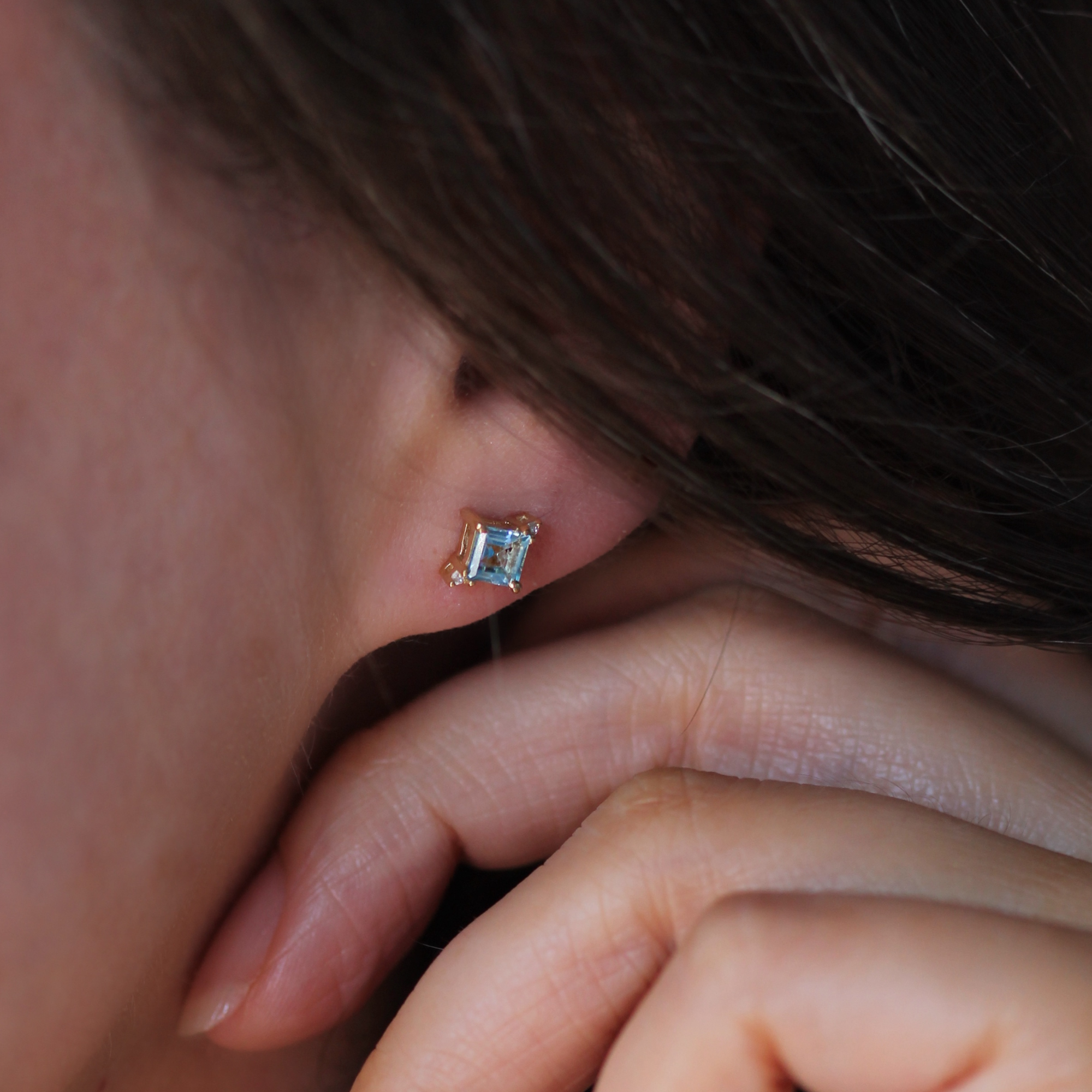 Mini Diana Studs - Swiss Blue Topaz
