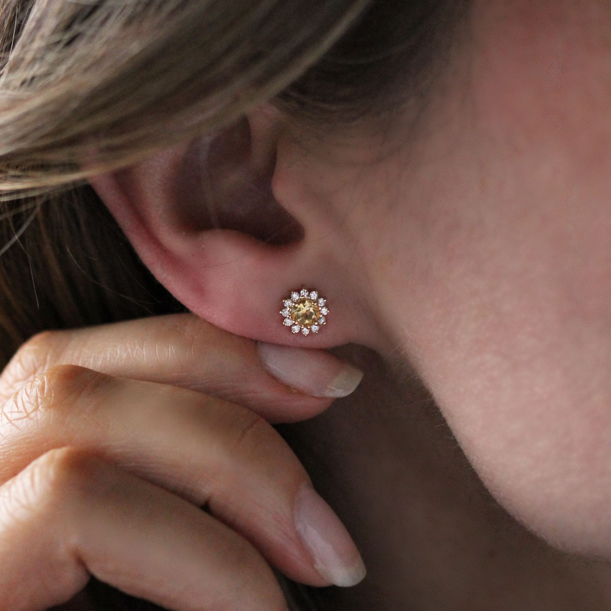 Daisy Studs - Citrine