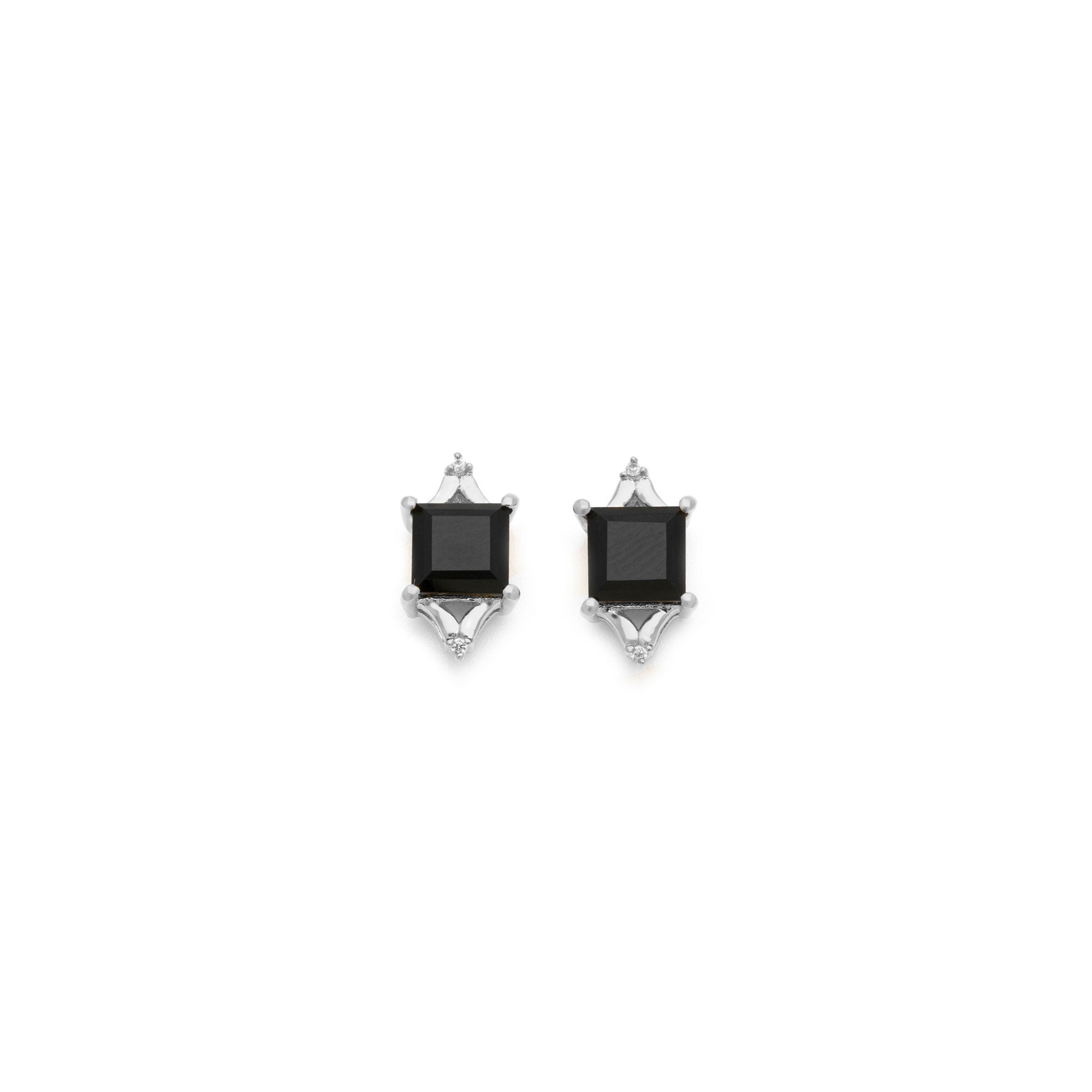 Diana Studs - Black Onyx and Silver