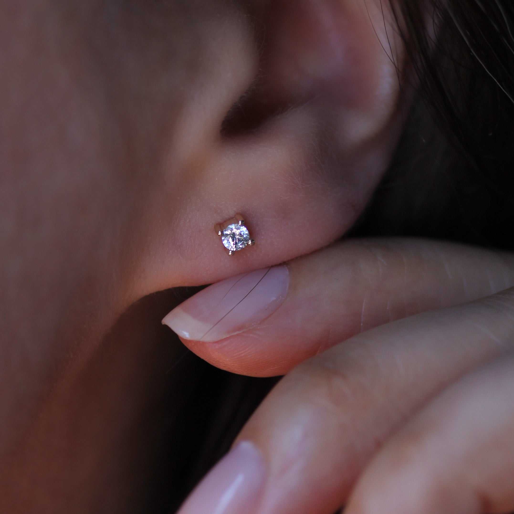 Mini Studs - Synthetic Diamond & 10K Gold