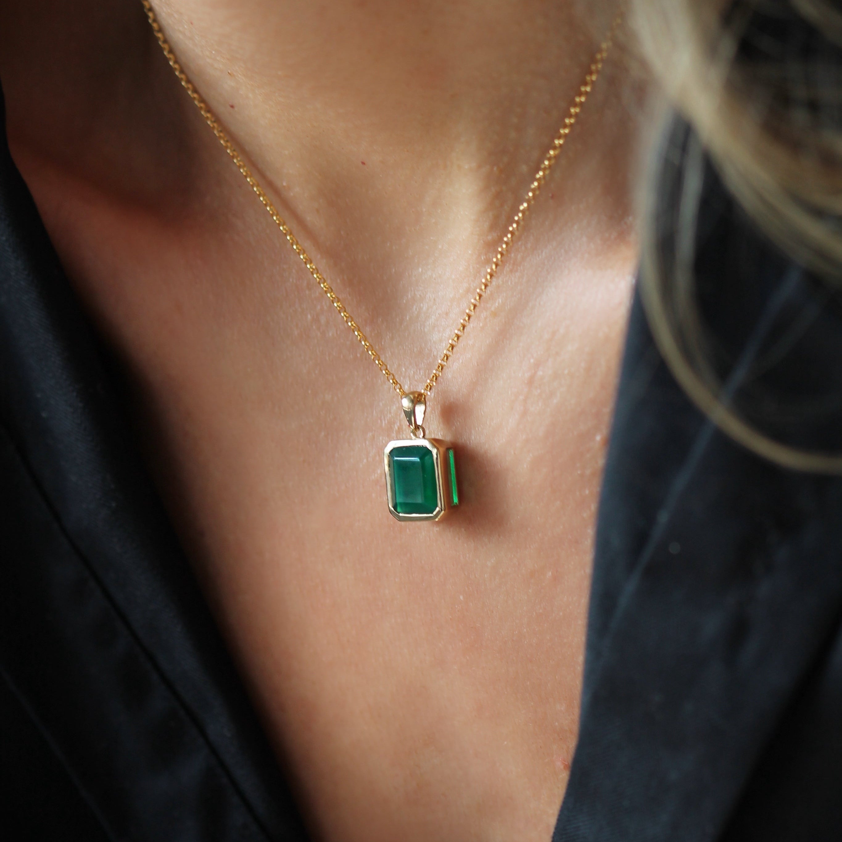 Angie Necklace - Green Onyx