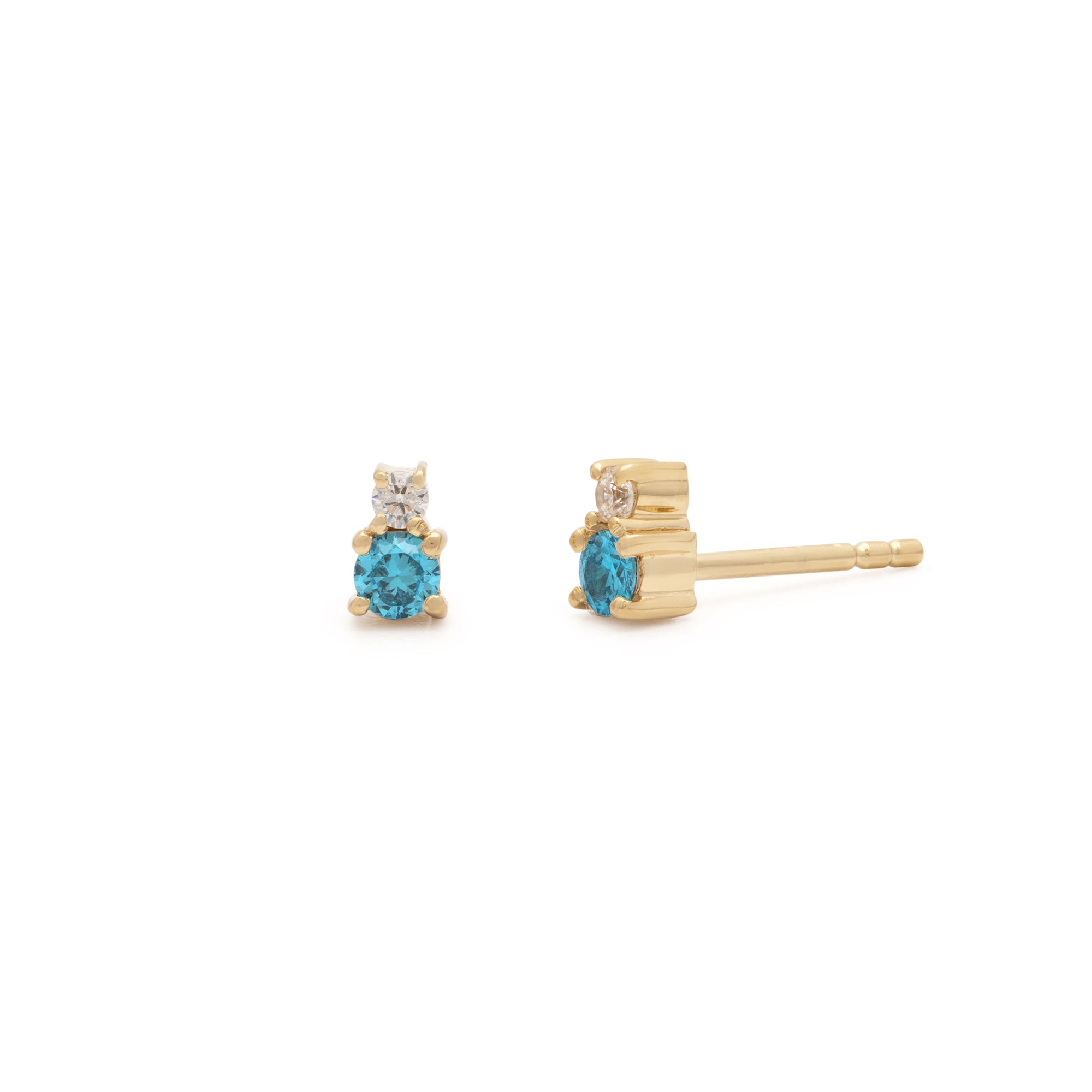 Mini Joy Studs - Swiss Blue Topaz C.Z.