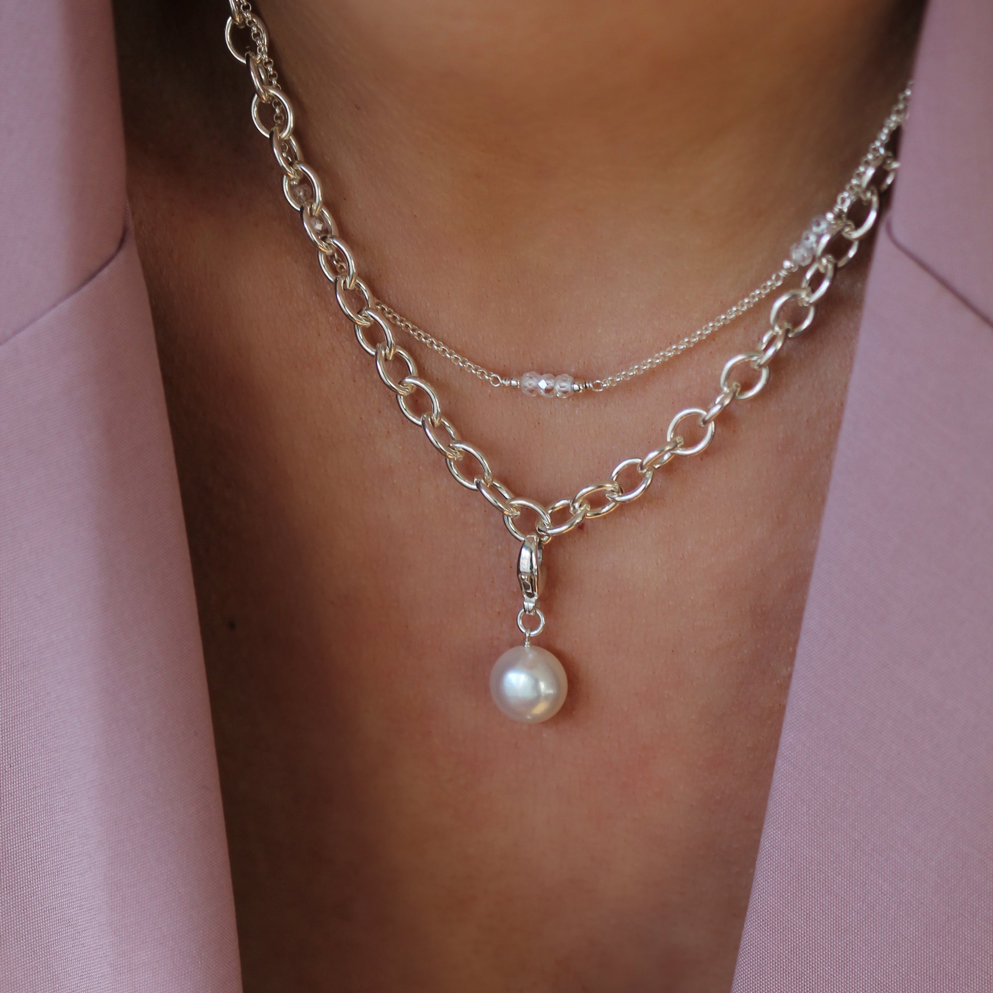 Dottie Necklace - Silver & C.Z.