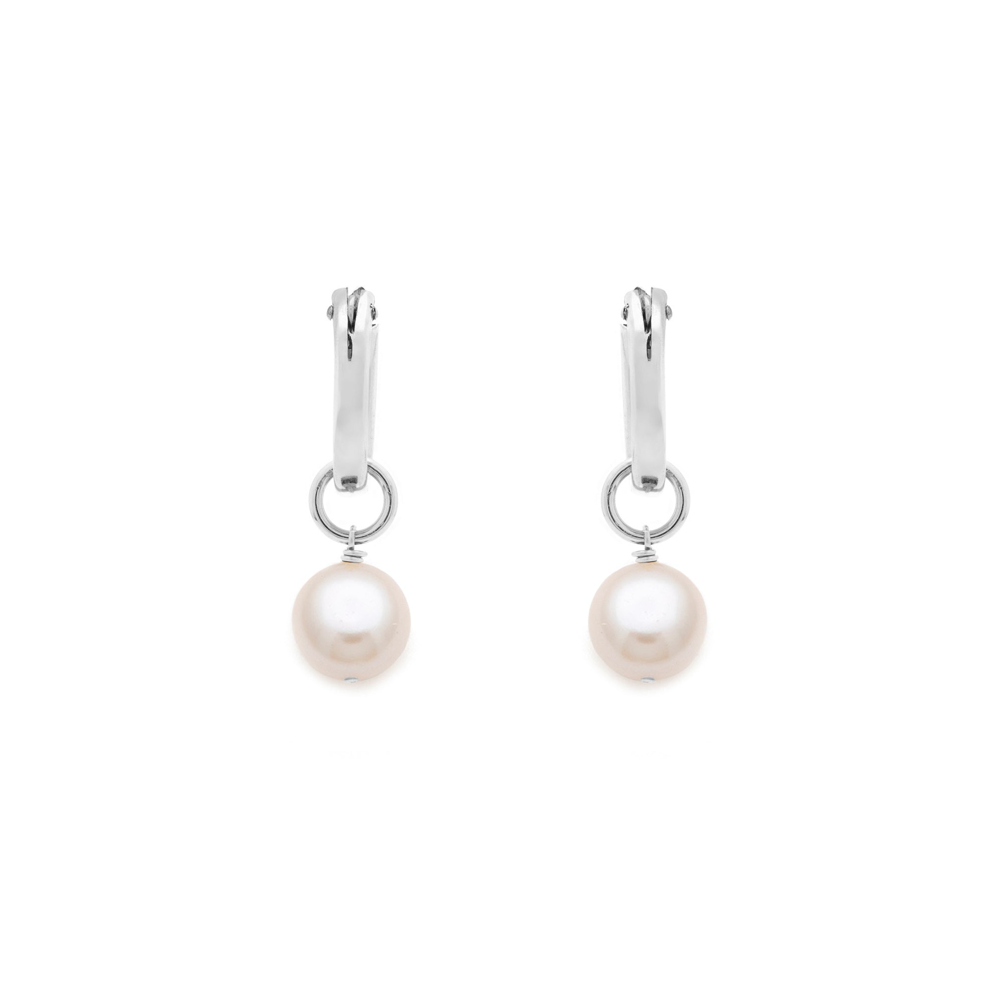 Ava Earrings - Silver & Pearl