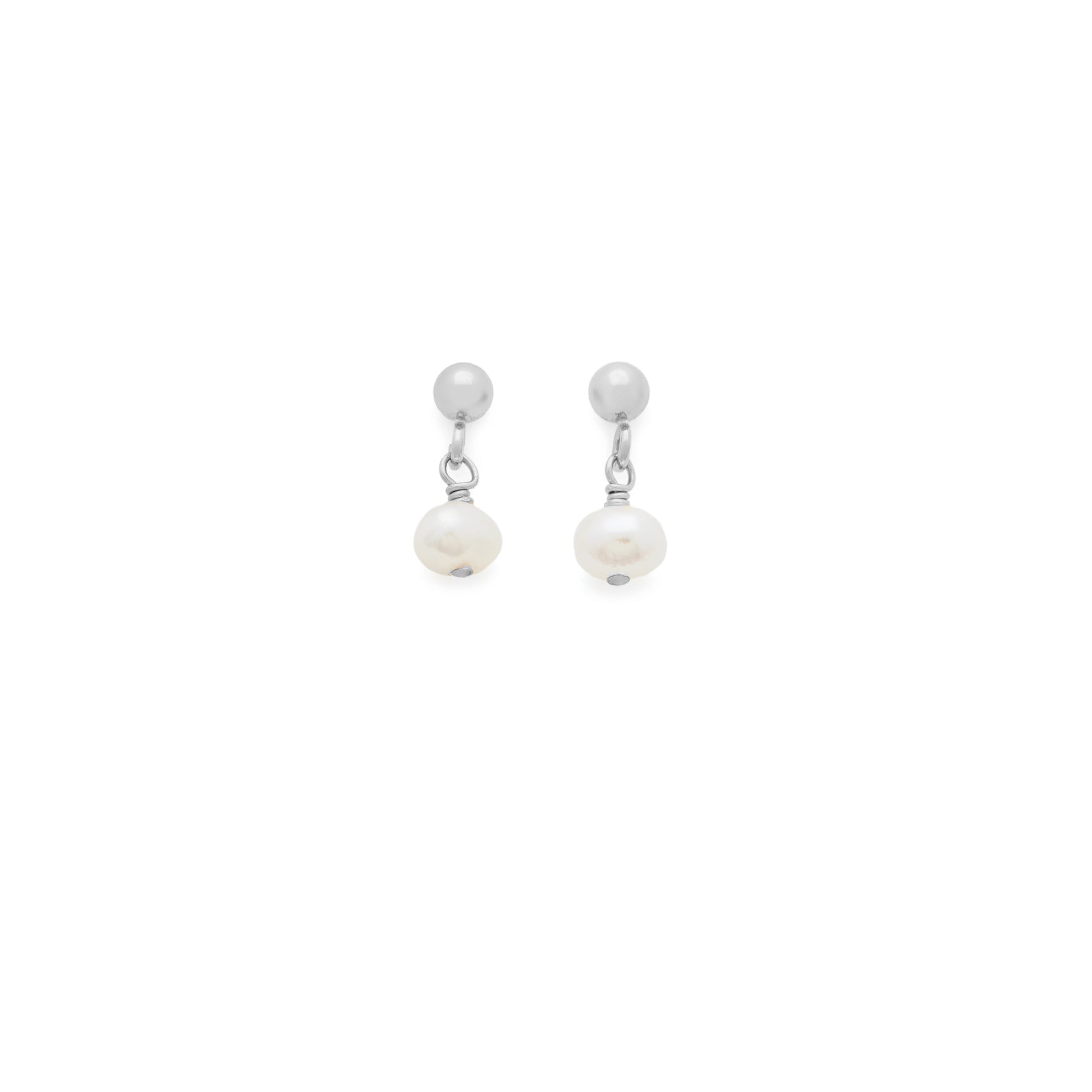 Billie Earrings - Pearl & Silver