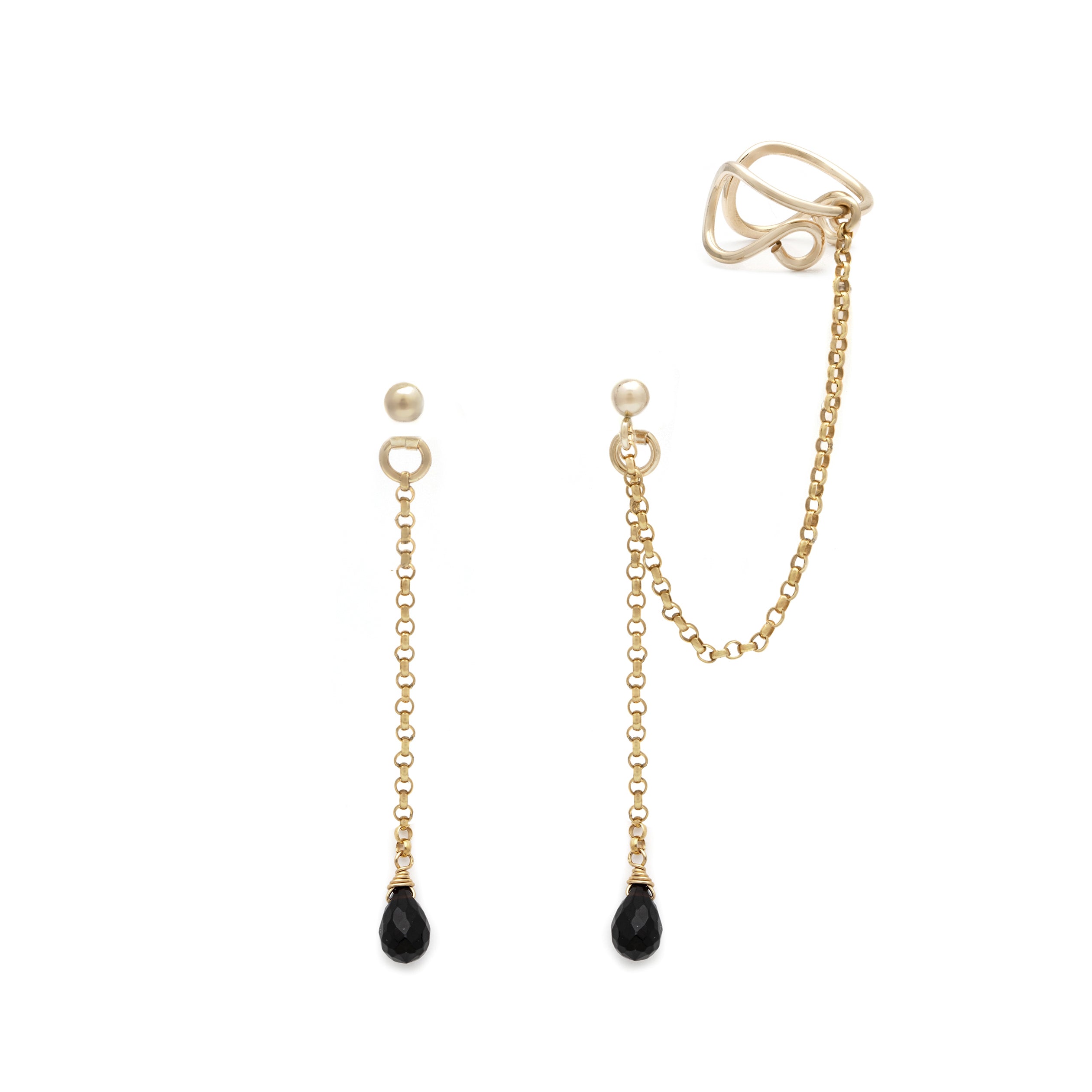 Cascade Ear Cuff Set - Black Onyx