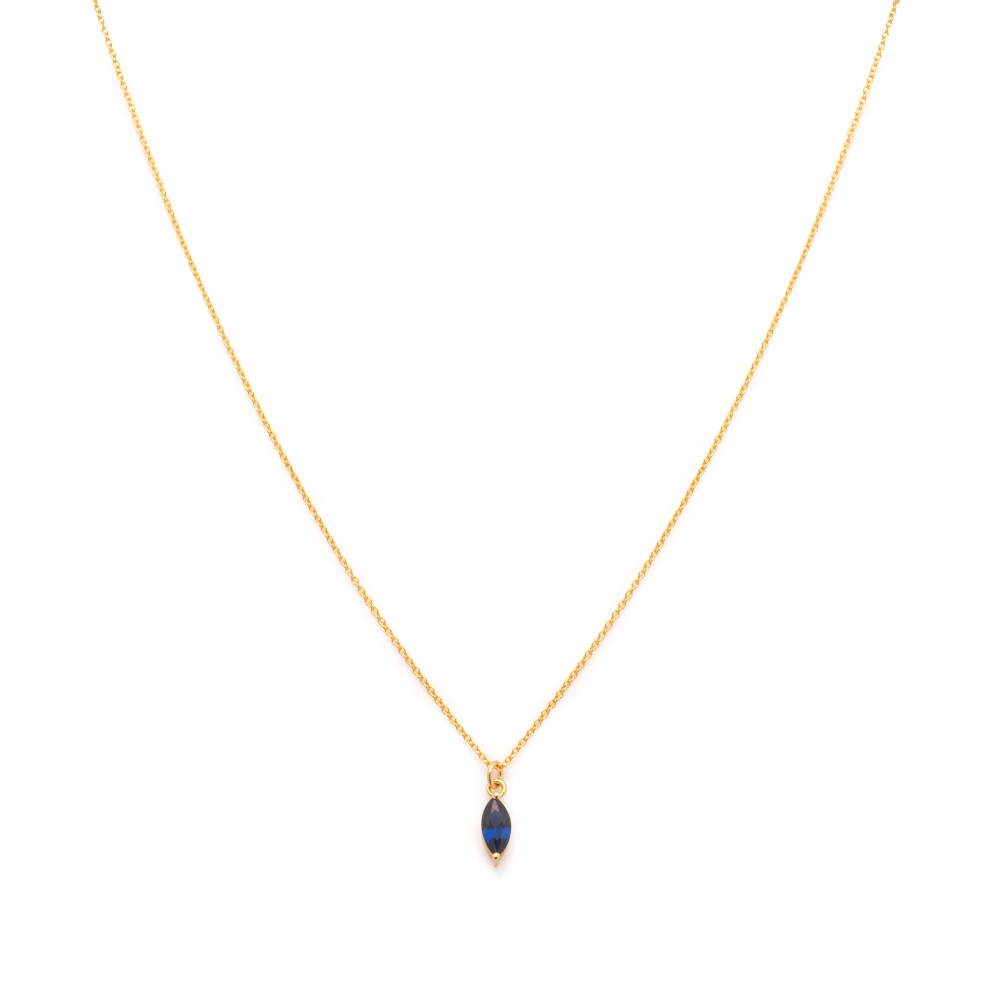 Marquis Necklace - Blue Sapphire C.Z.