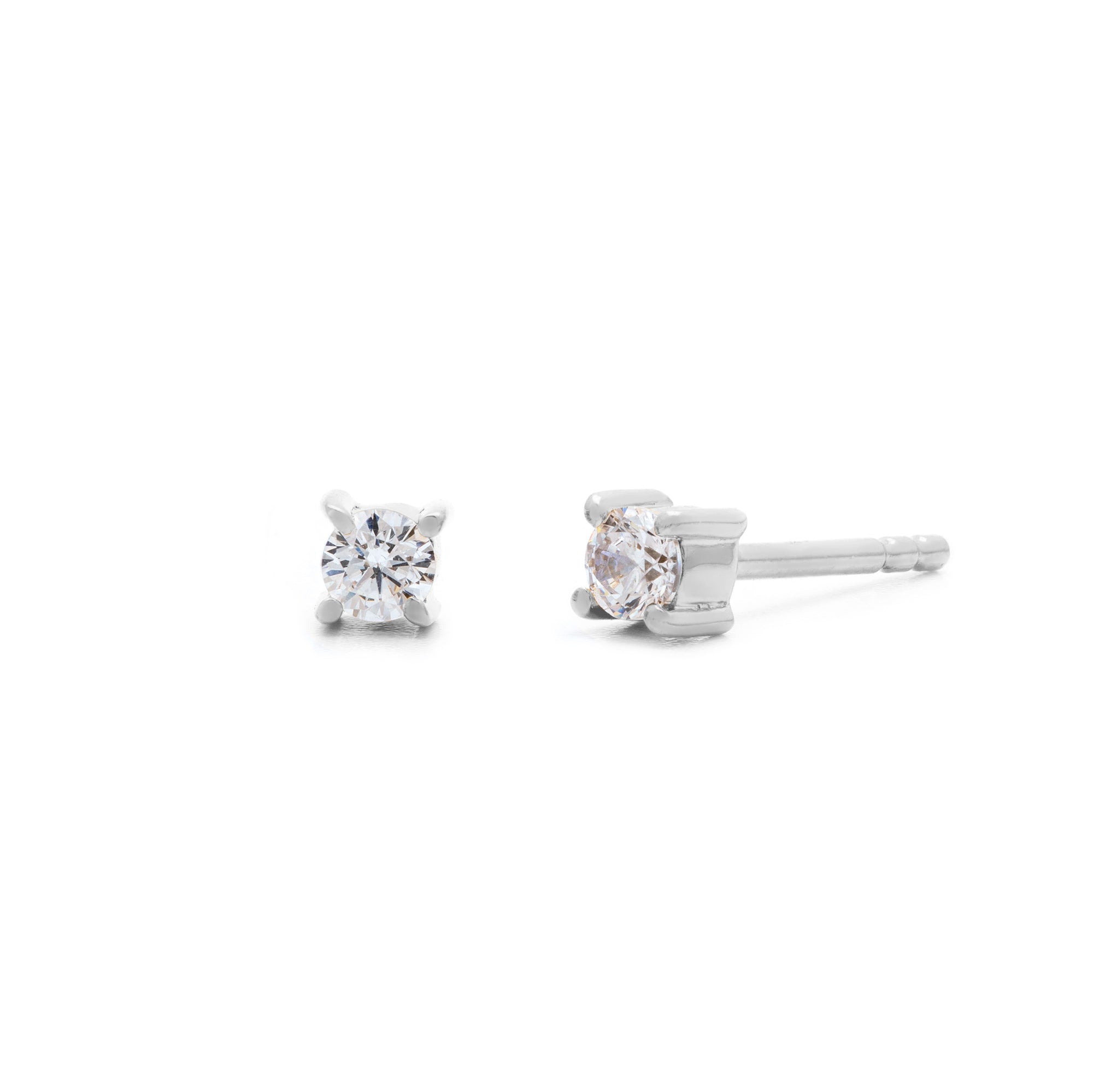 Mini Studs - Synthetic Diamond in Silver