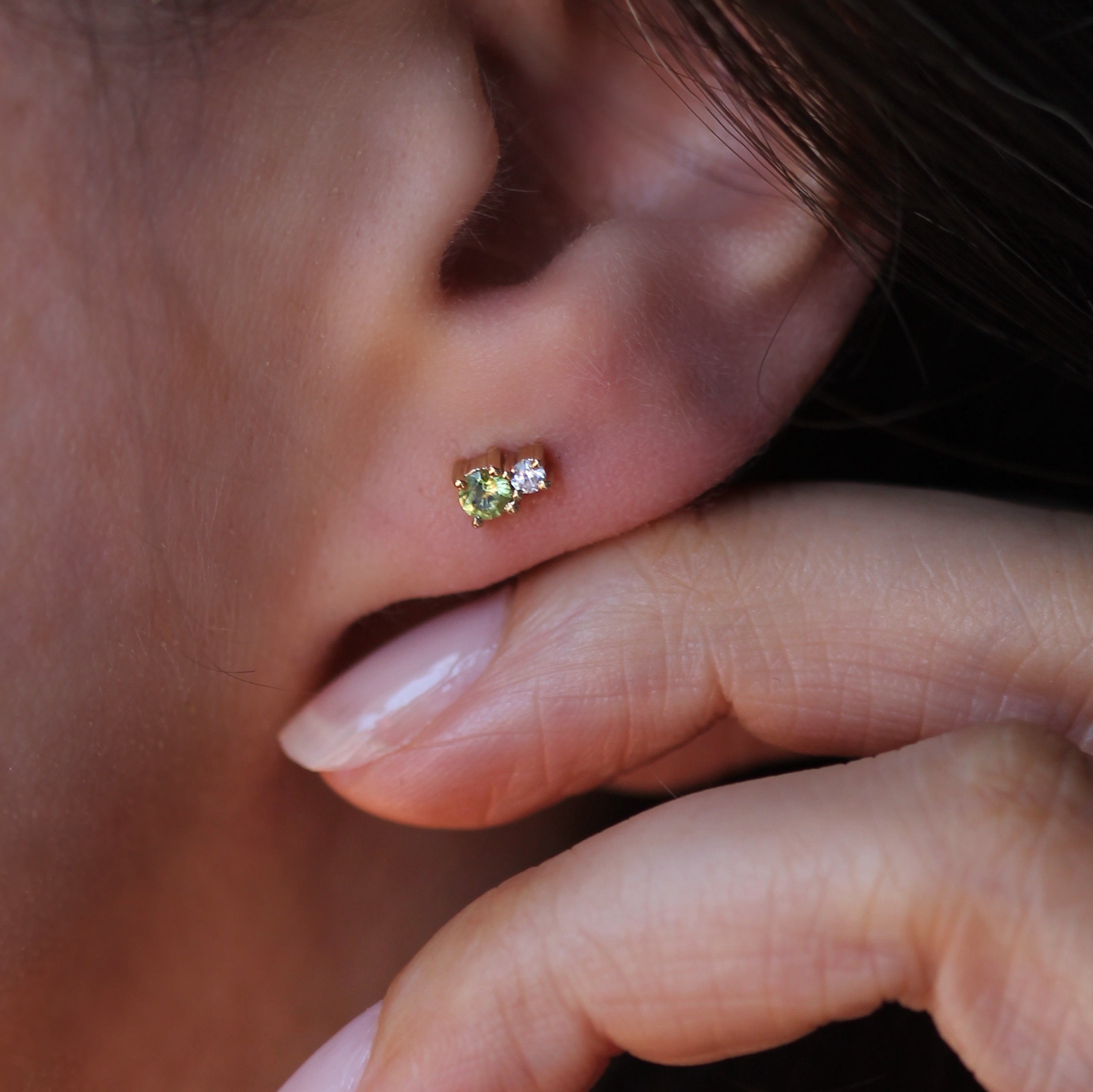 Mini Joy Studs - Peridot C.Z.