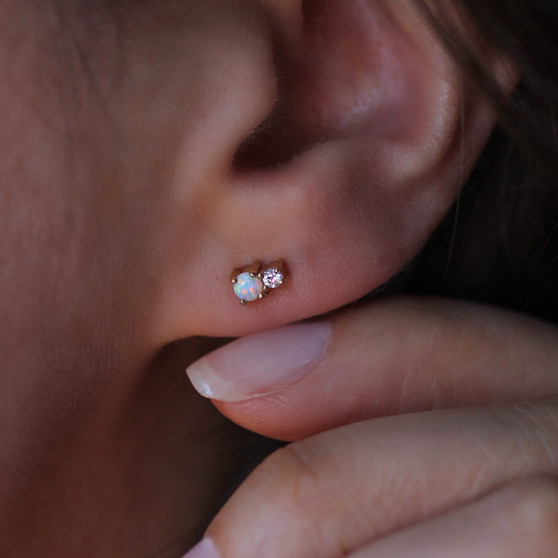 Mini Joy Studs - Synthetic Opal