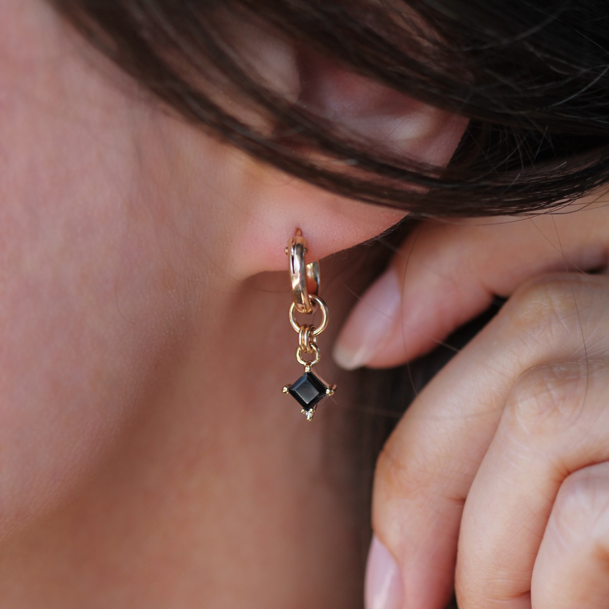 Mini Diana Hoops - Black Onyx