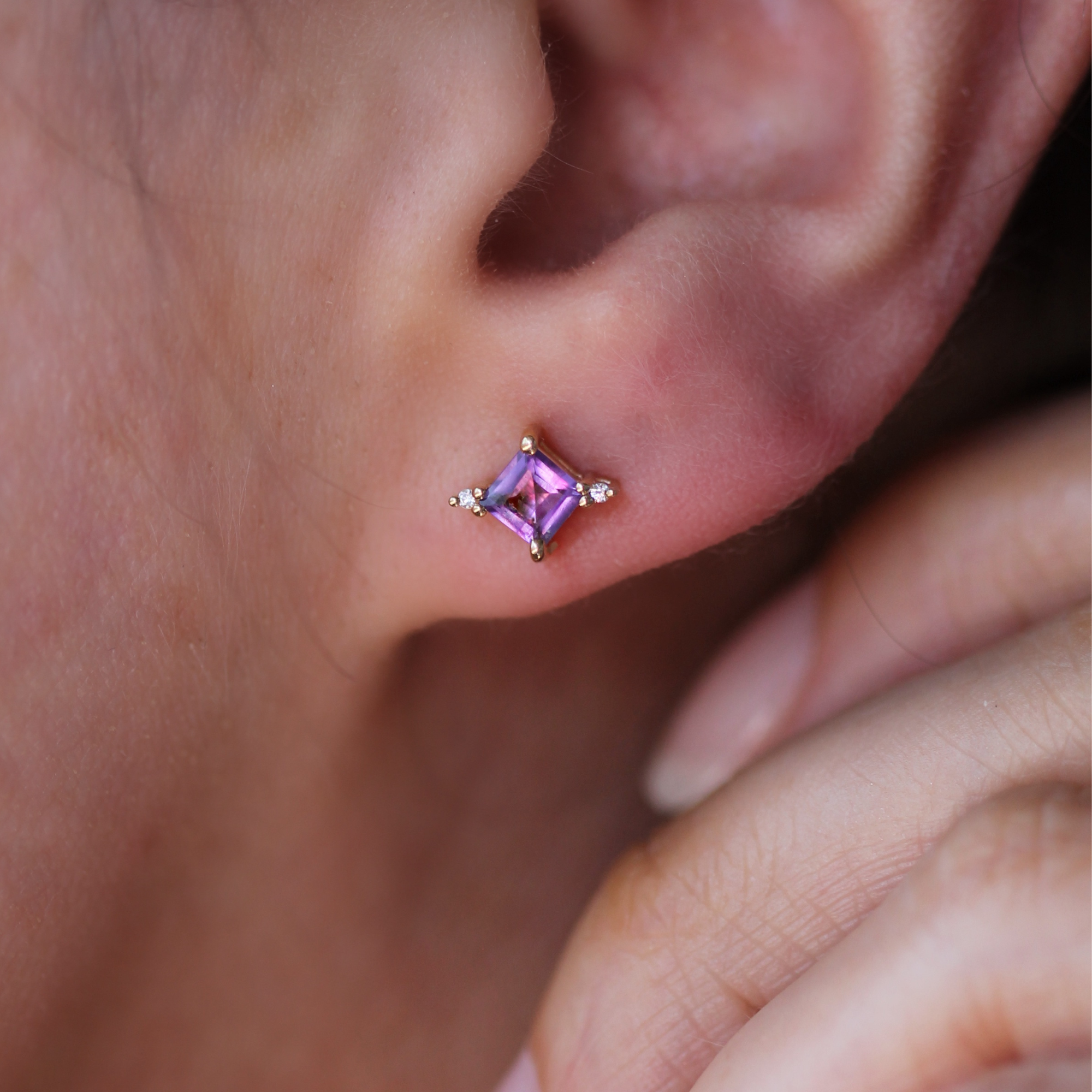 Mini Diana Studs - Amethyst