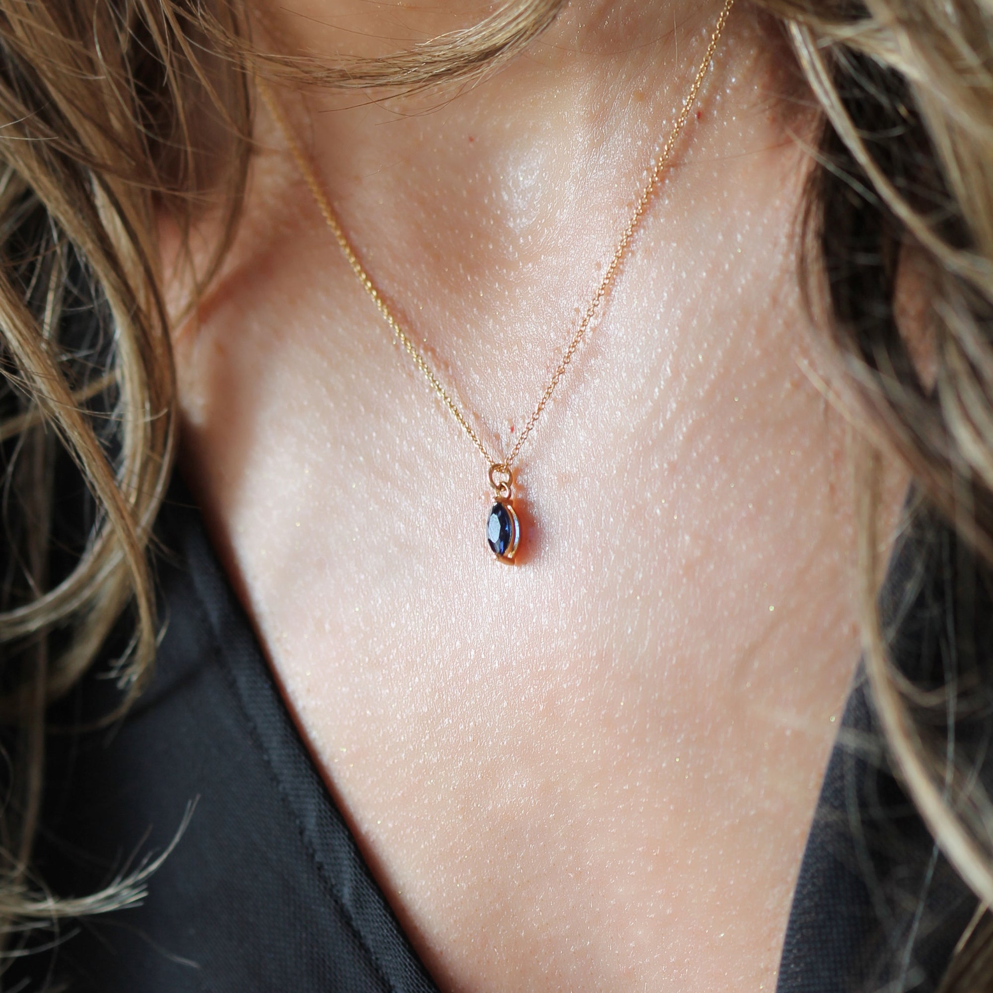 Marquis Necklace - Blue Sapphire C.Z.