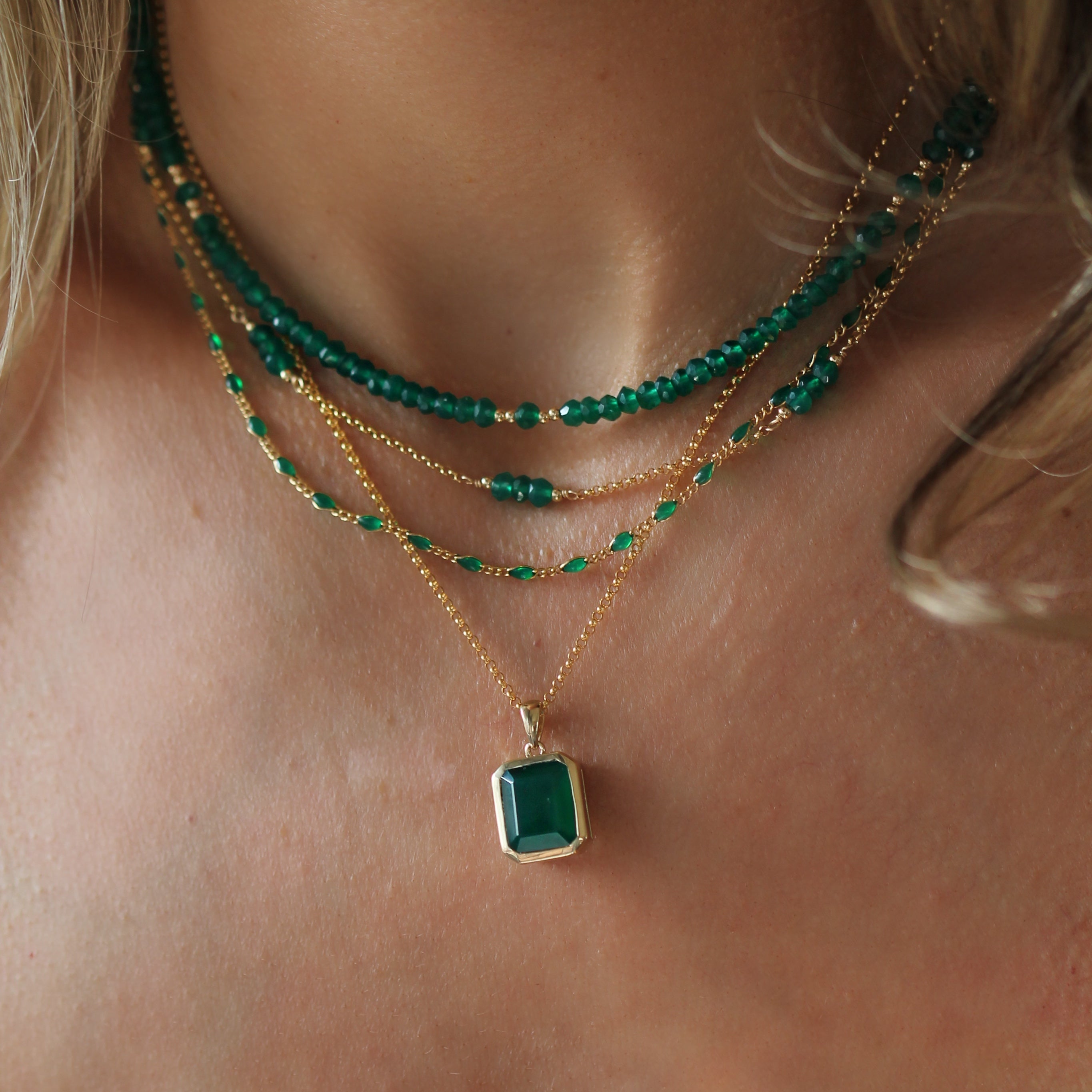 Angie Necklace - Green Onyx