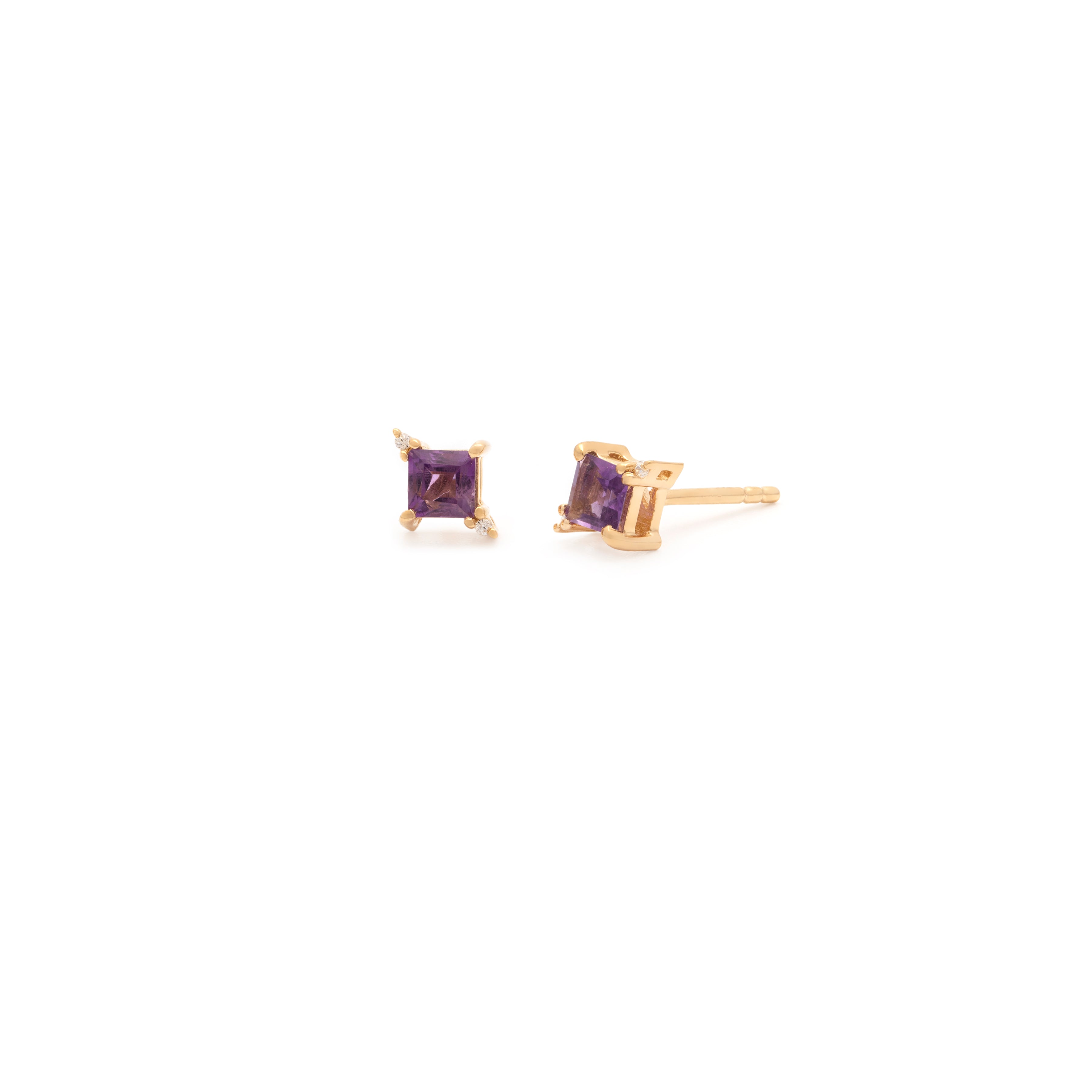 Mini Diana Studs - Amethyst