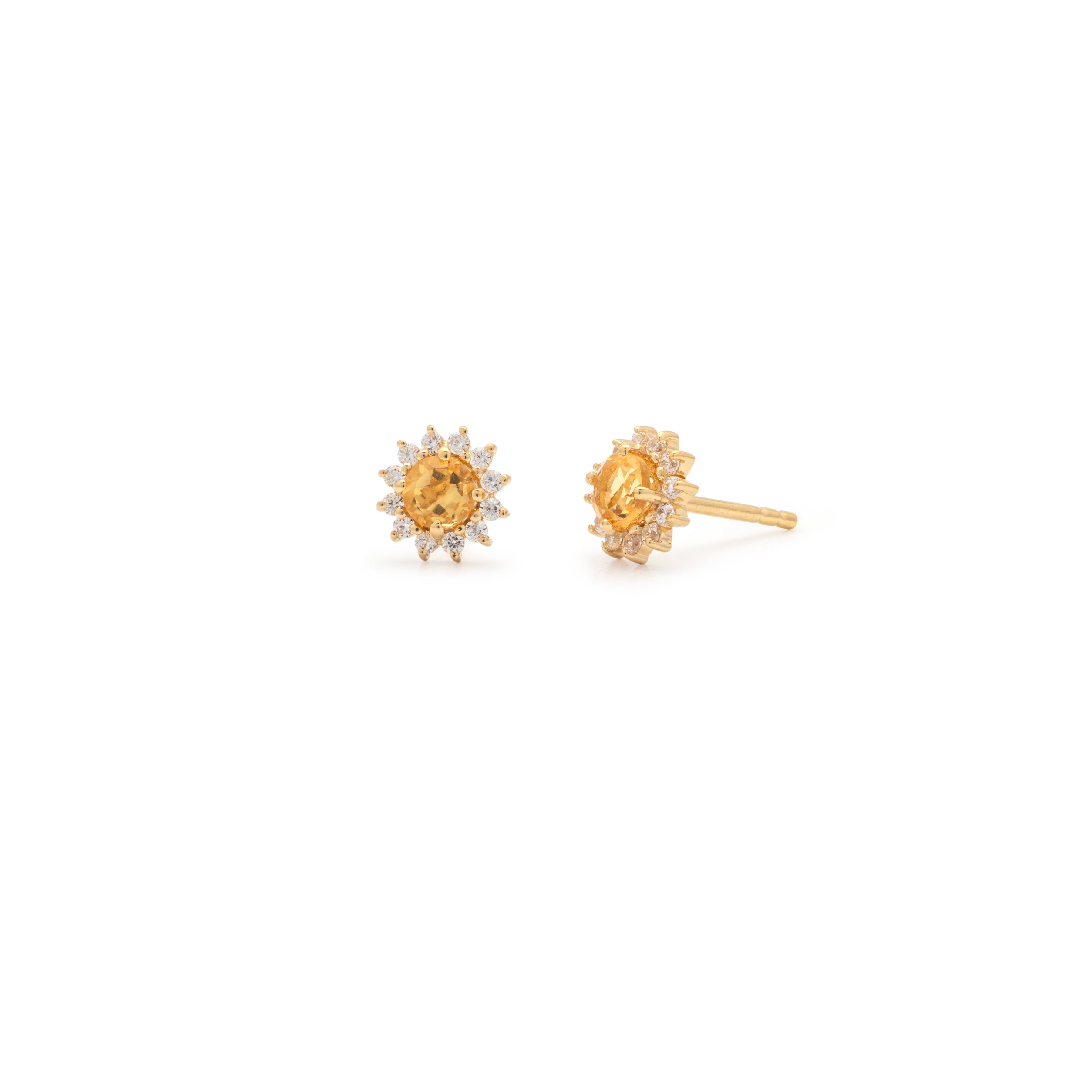 Daisy Studs - Citrine