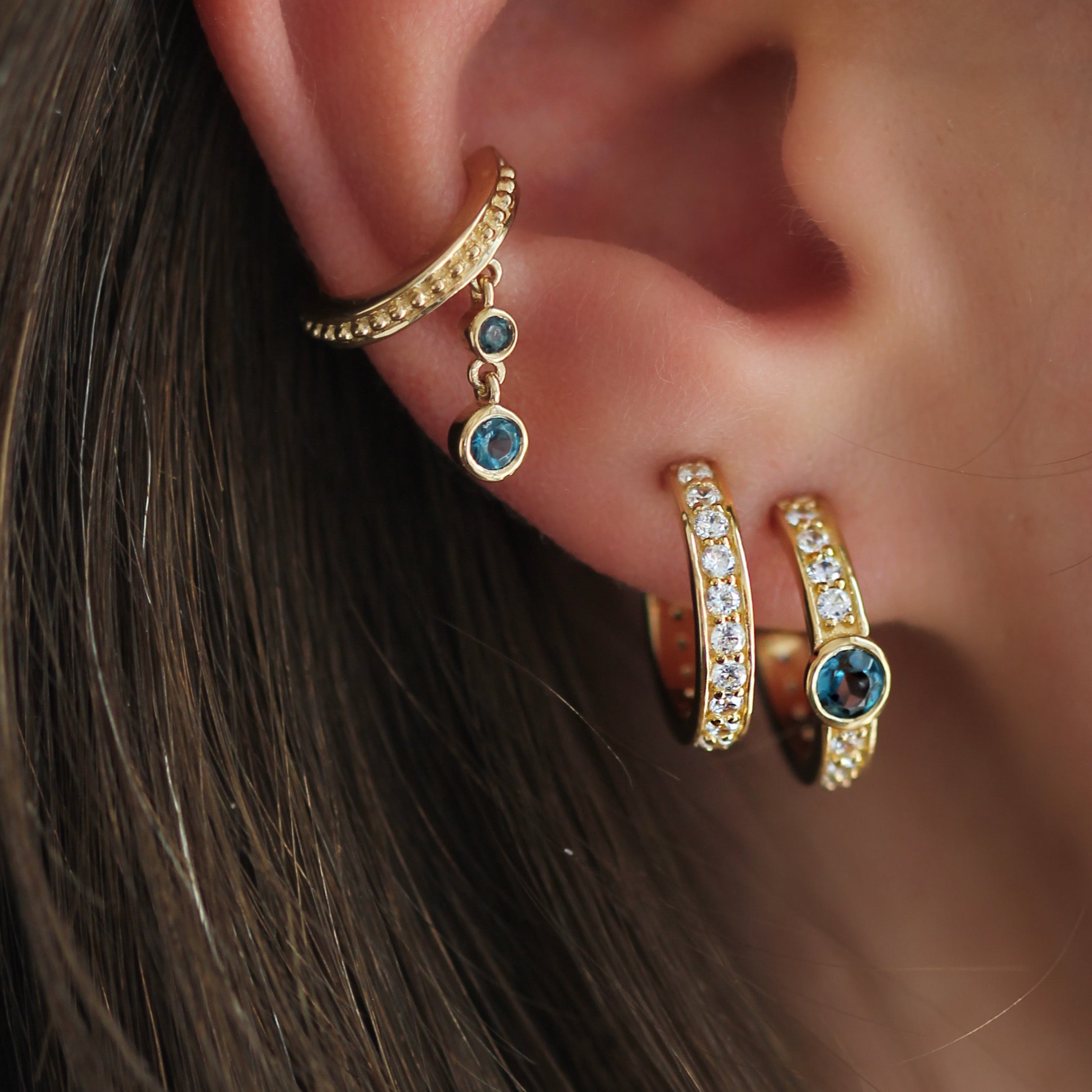 Cleo Double Ear Cuff - London Blue Topaz