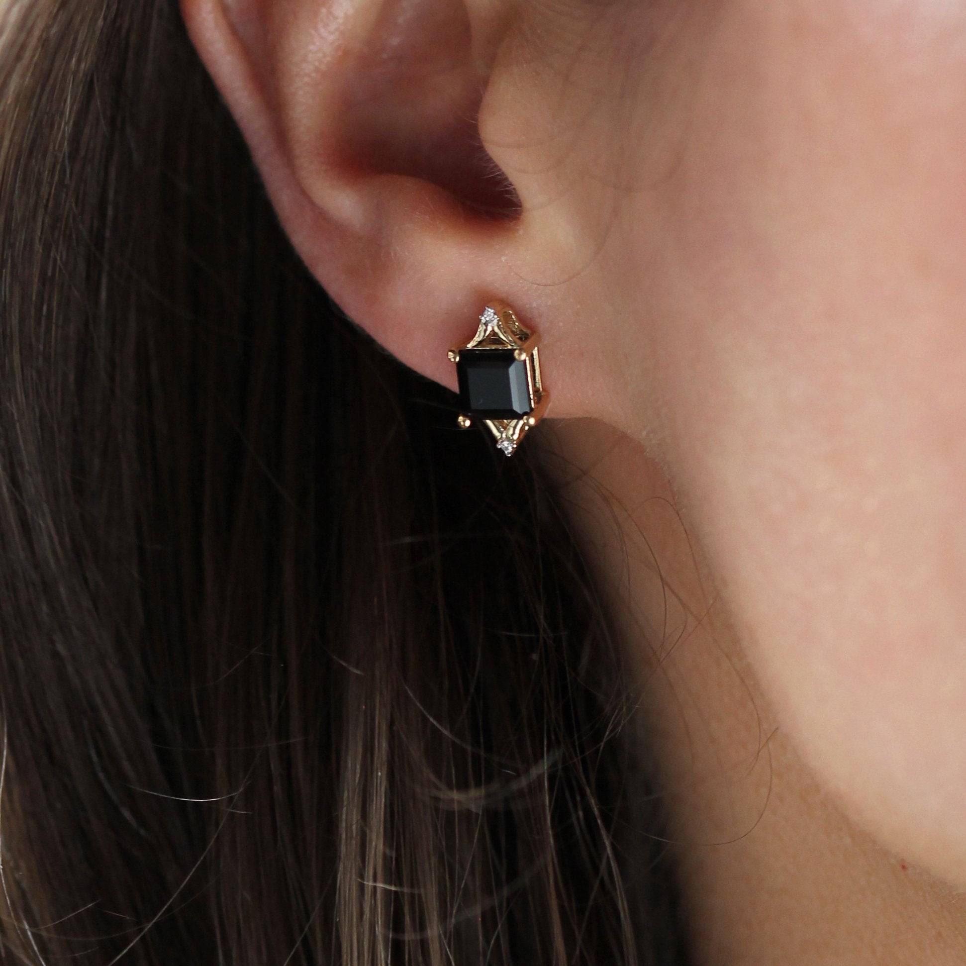Diana Studs - Black Onyx and Silver