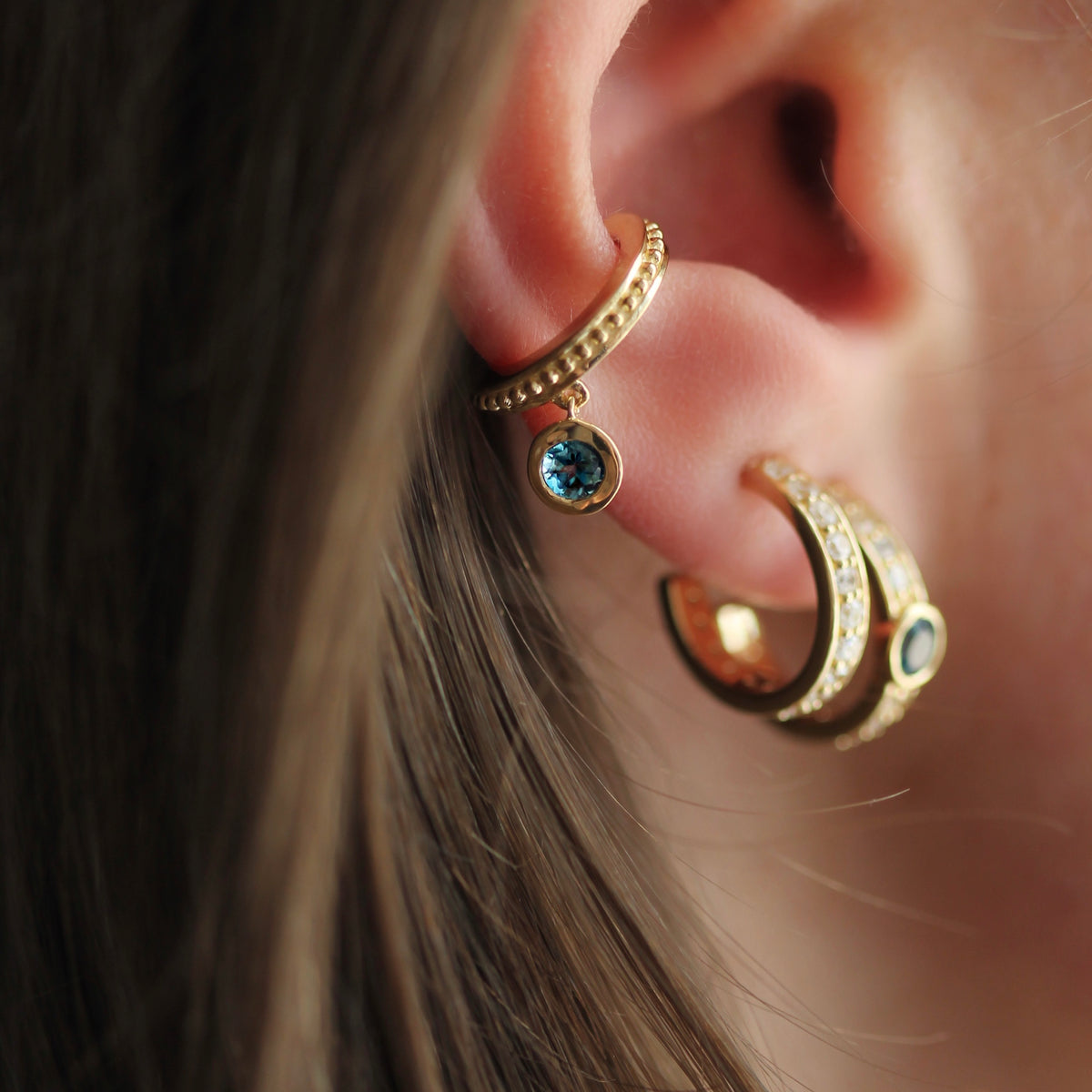 Cleo Ear Cuff London Blue Topaz Leah Yard Designs