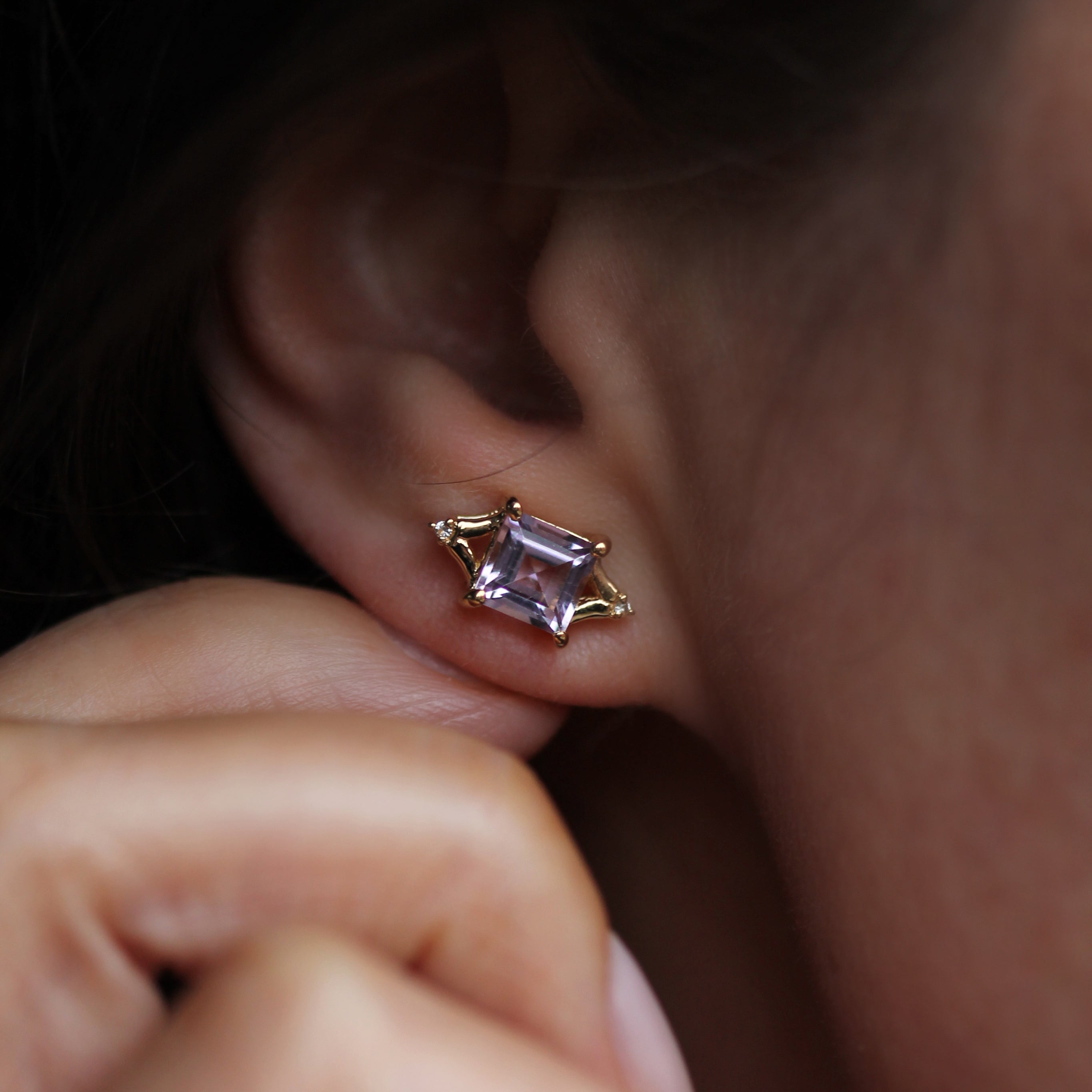 Diana Studs - Pink Amethyst