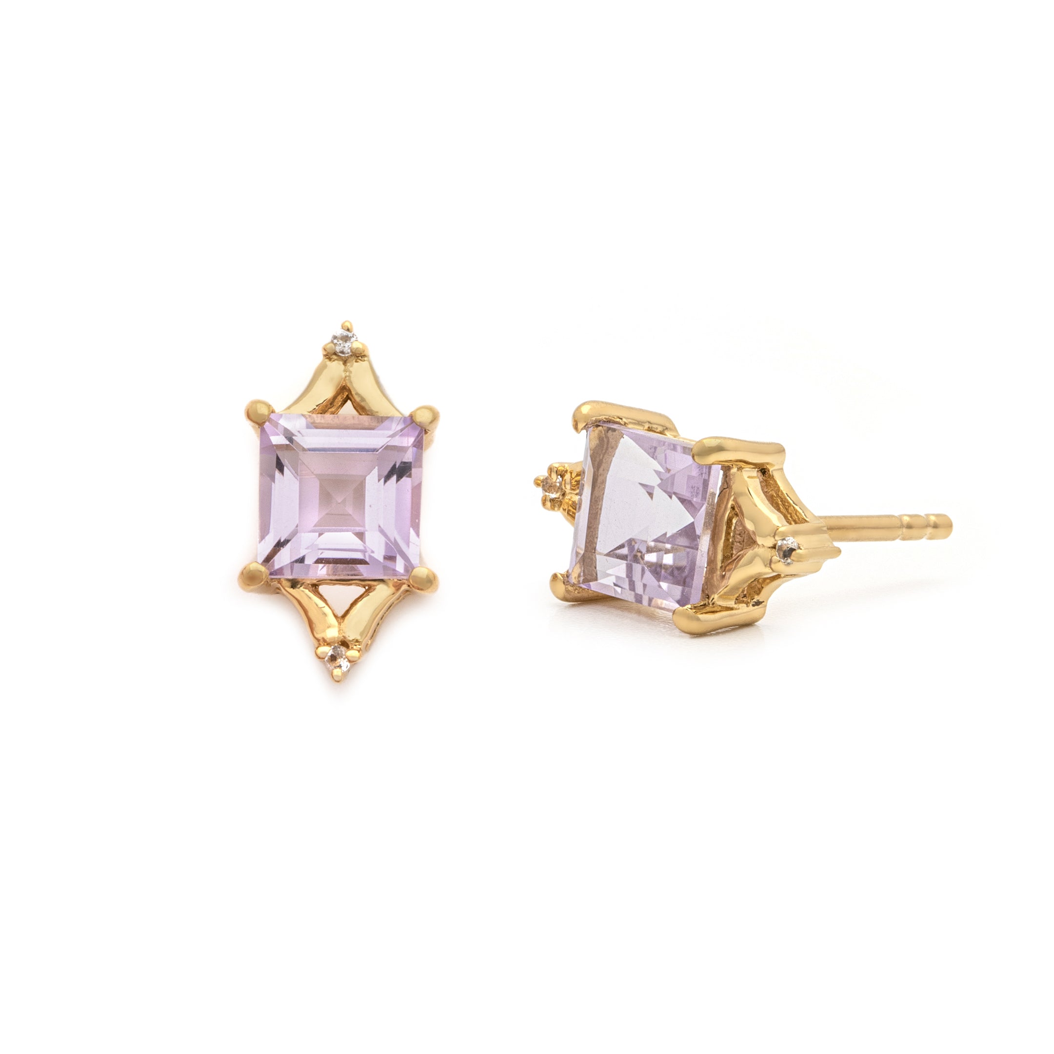 Diana Studs - Pink Amethyst