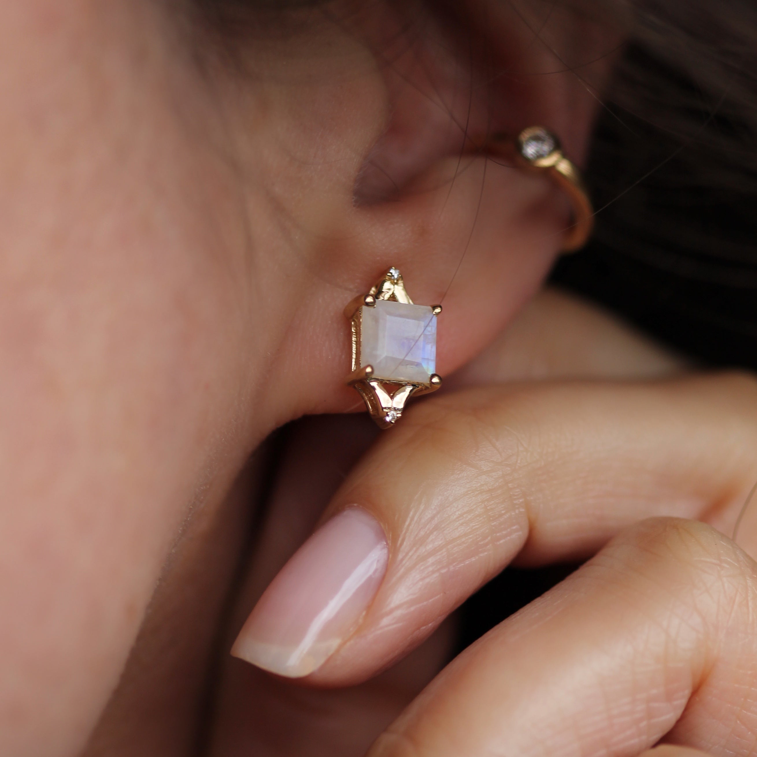 Diana Studs - Moonstone