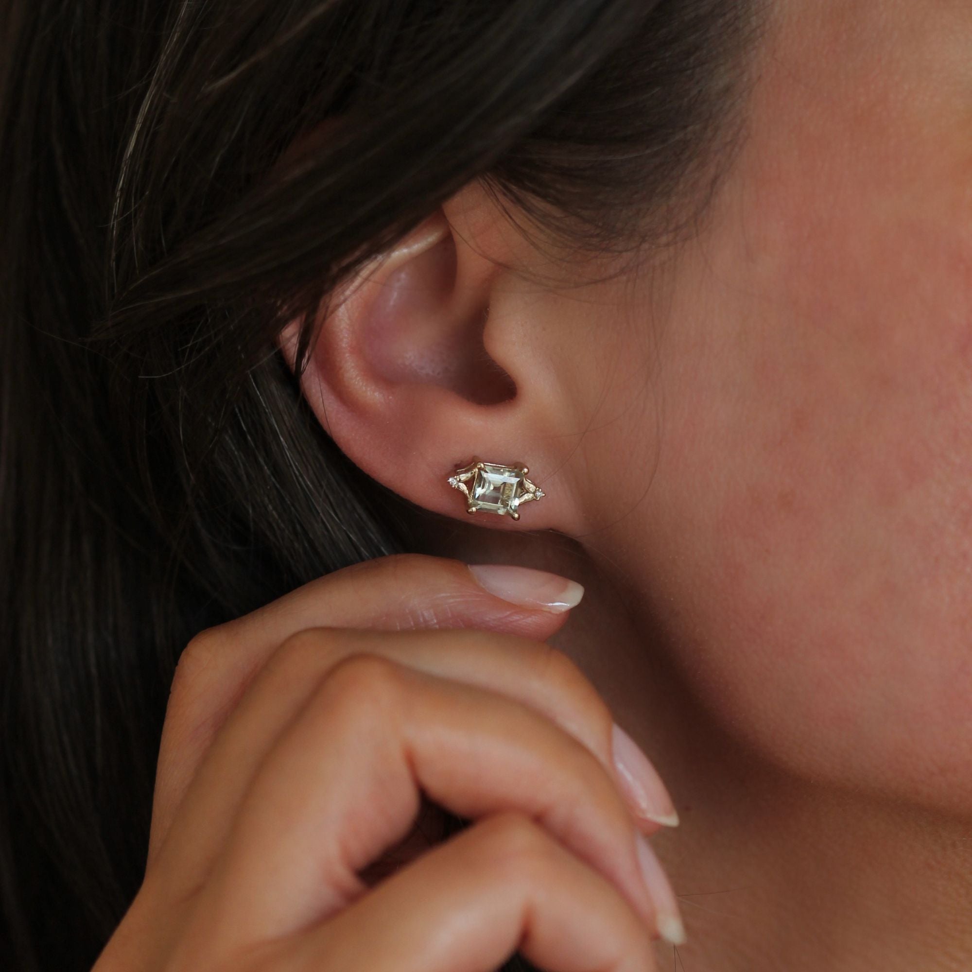 Diana Studs - Green Amethyst