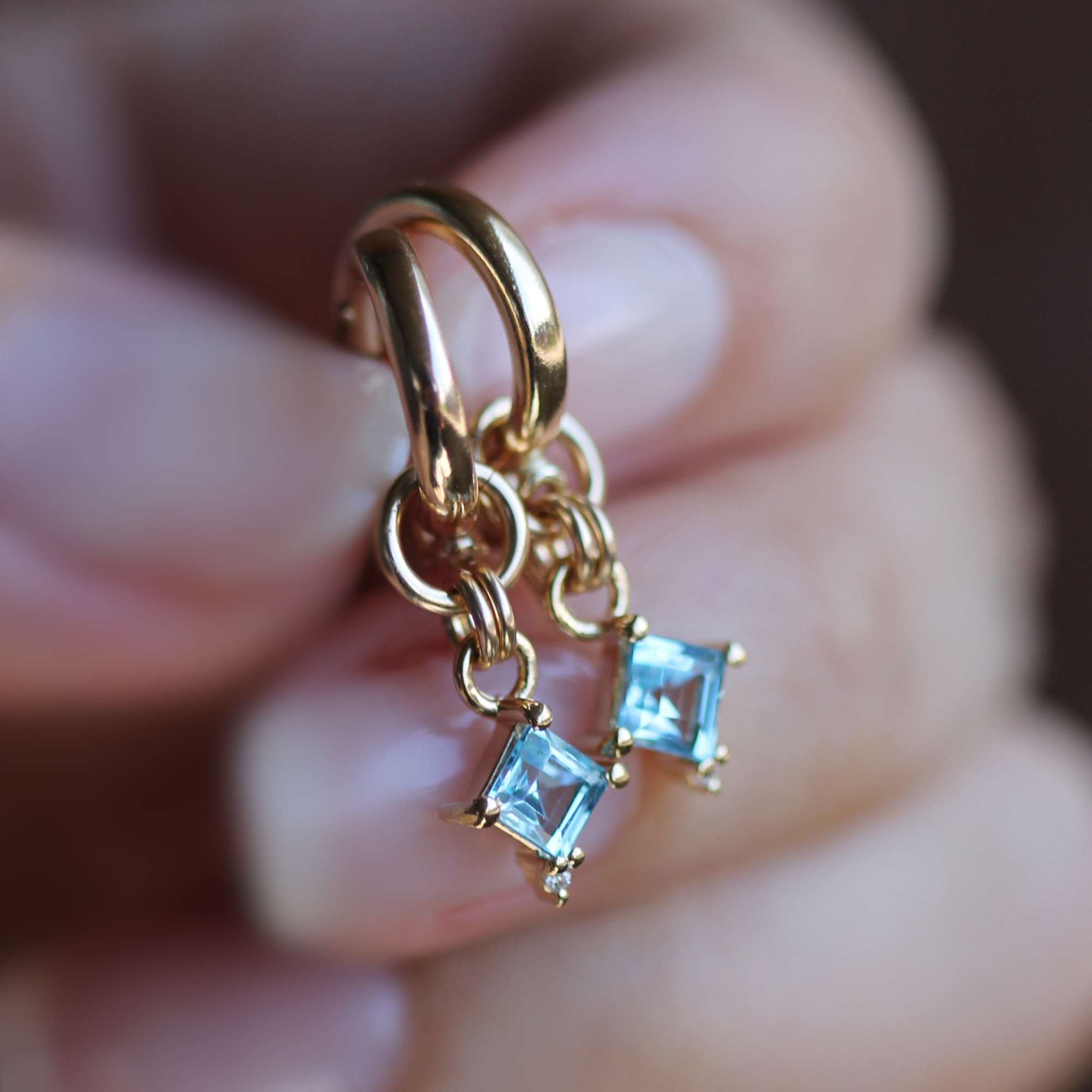 Mini Diana Hoops - Swiss Blue Topaz