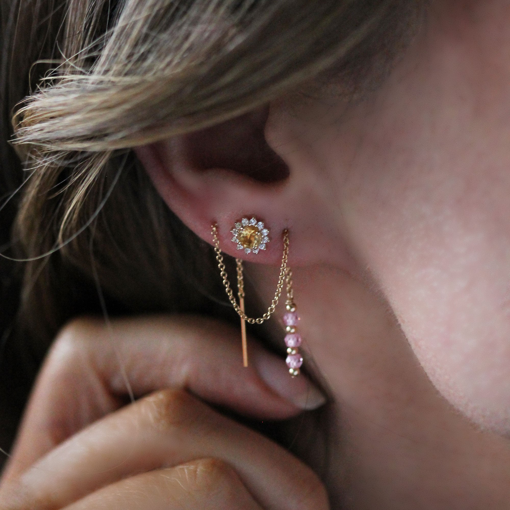 Daisy Studs - Citrine