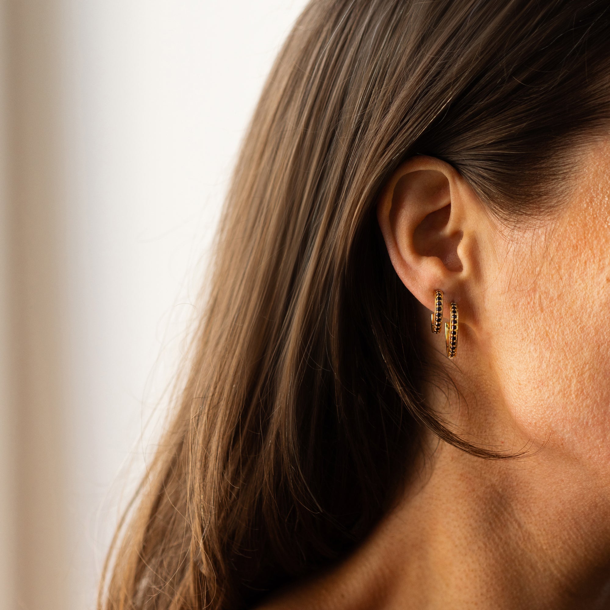 Mariah Hoops - Black CZ.