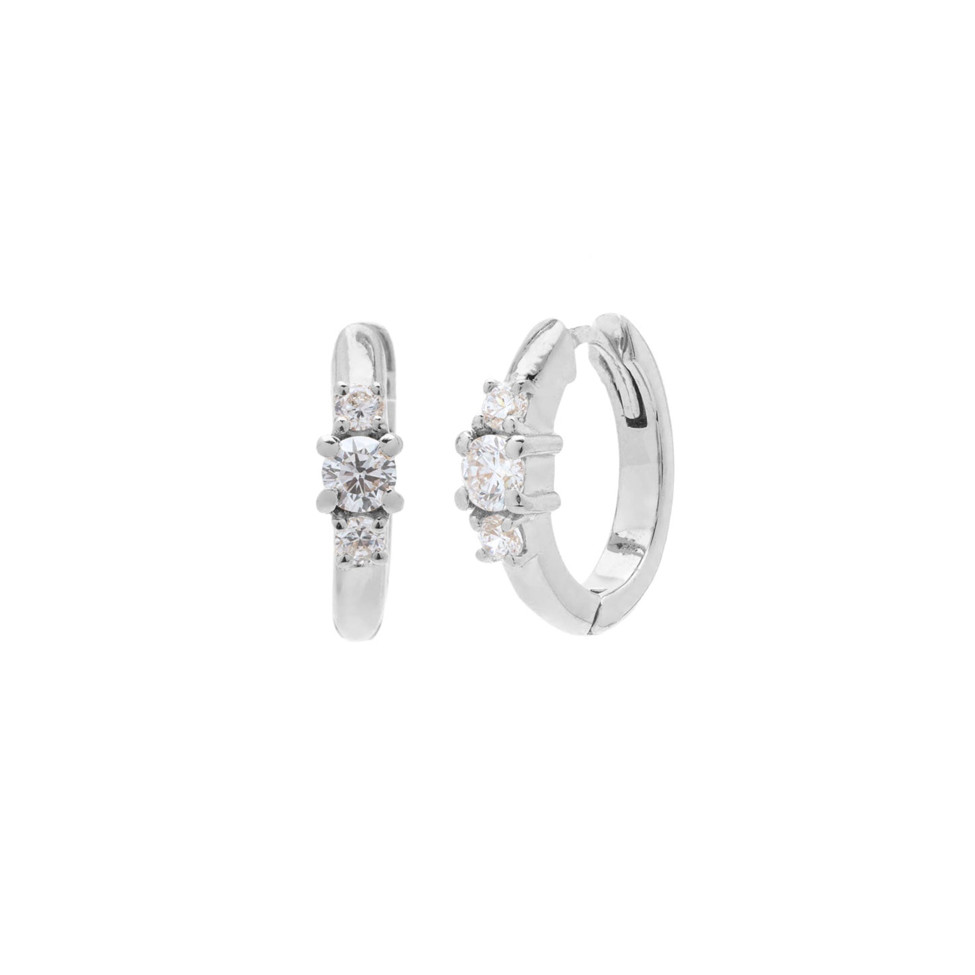Huggie Hoops - C.Z. & Silver