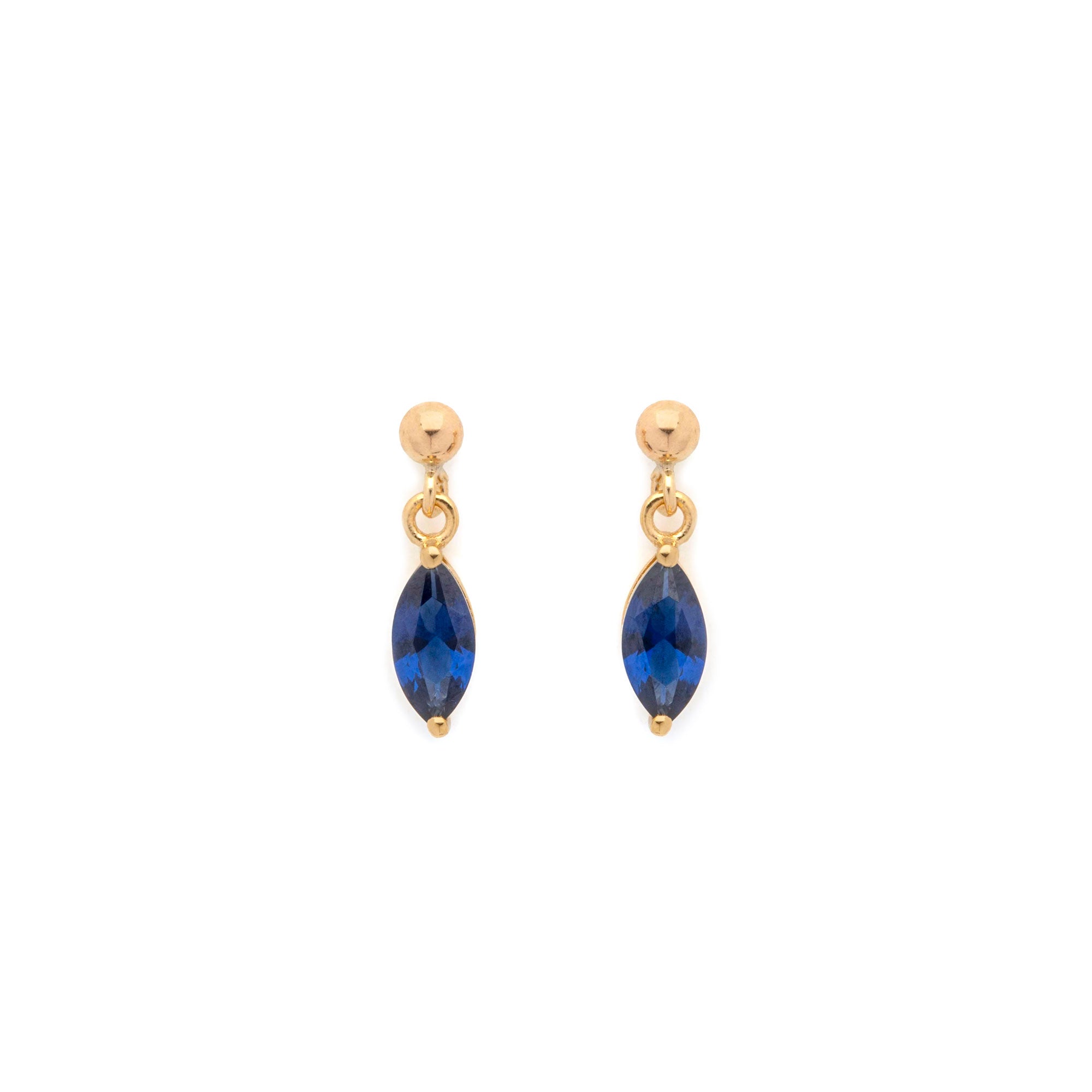 Marquis Earrings - Blue Sapphire C.Z.