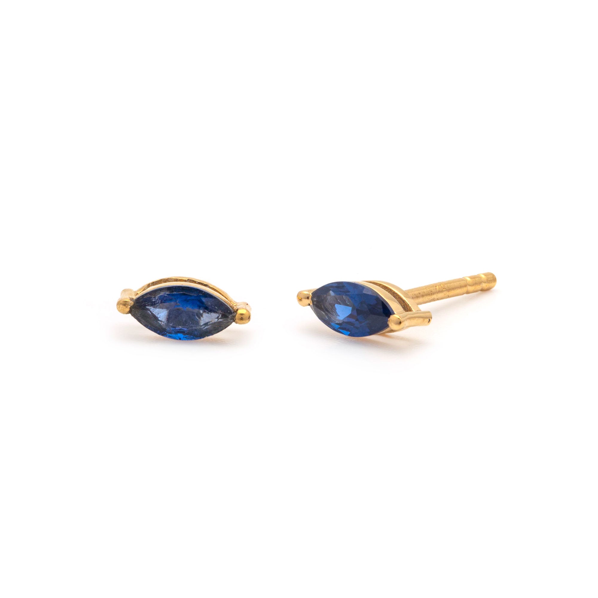Marquis Studs - Blue Sapphire C.Z.
