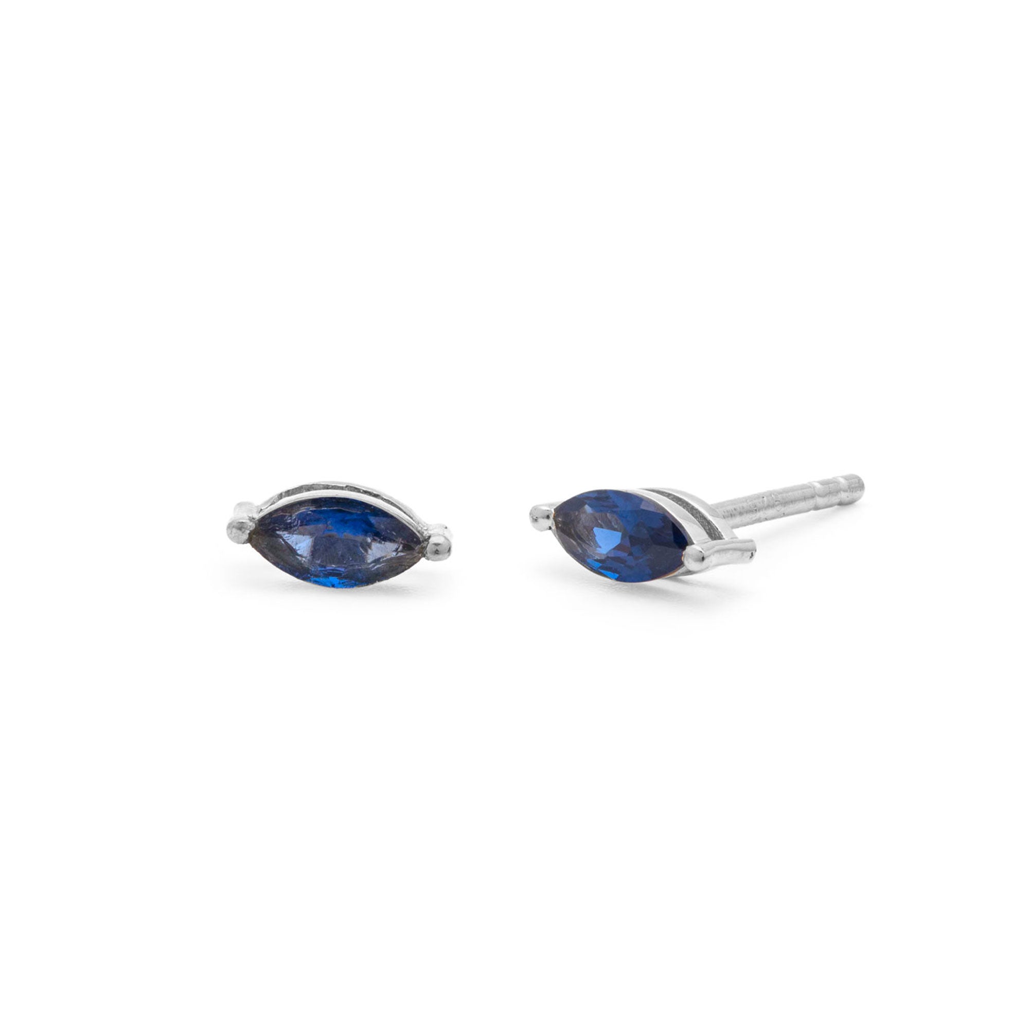 Marquis Studs - Blue Sapphire C.Z. & Silver