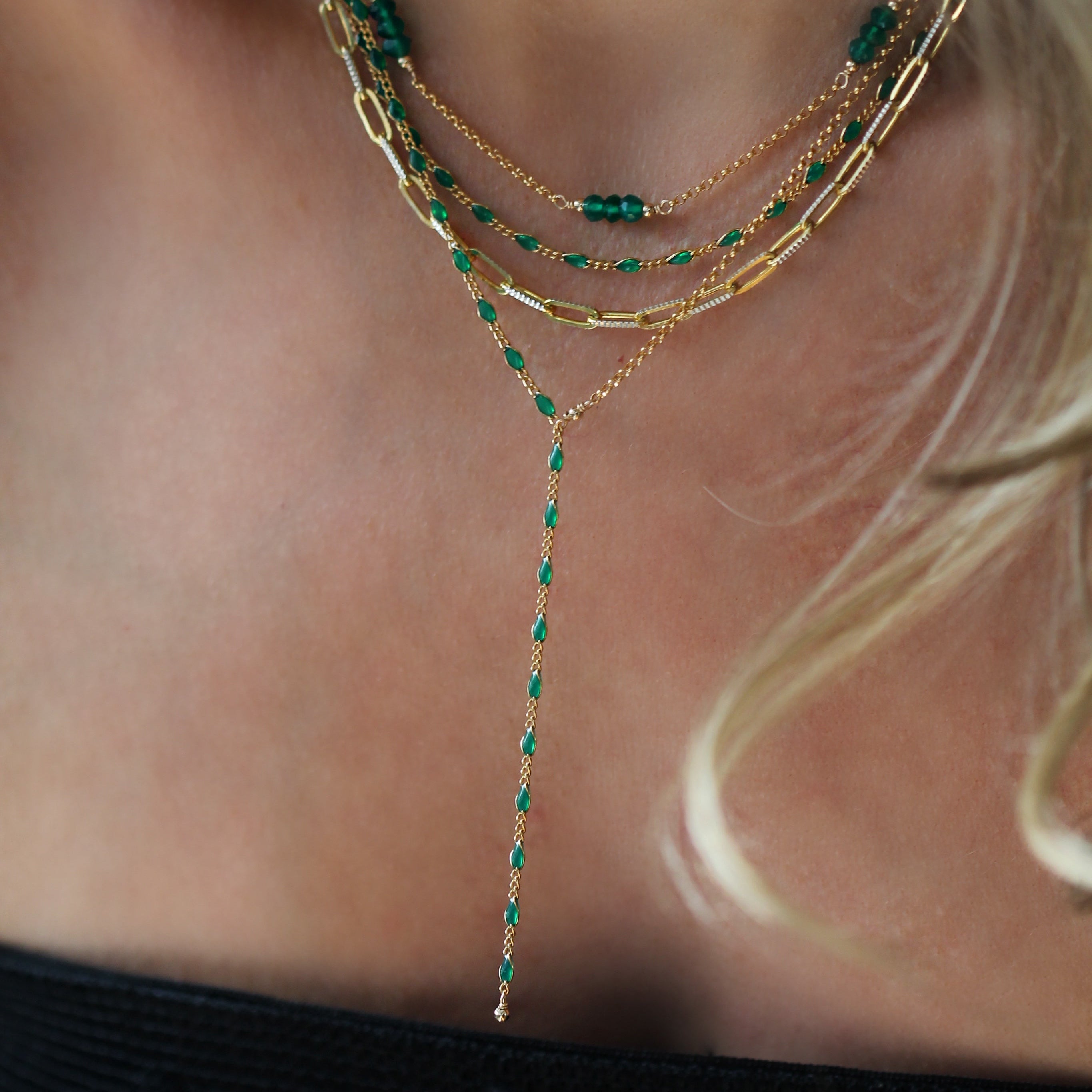 Emerelle Lariat - Green & Gold