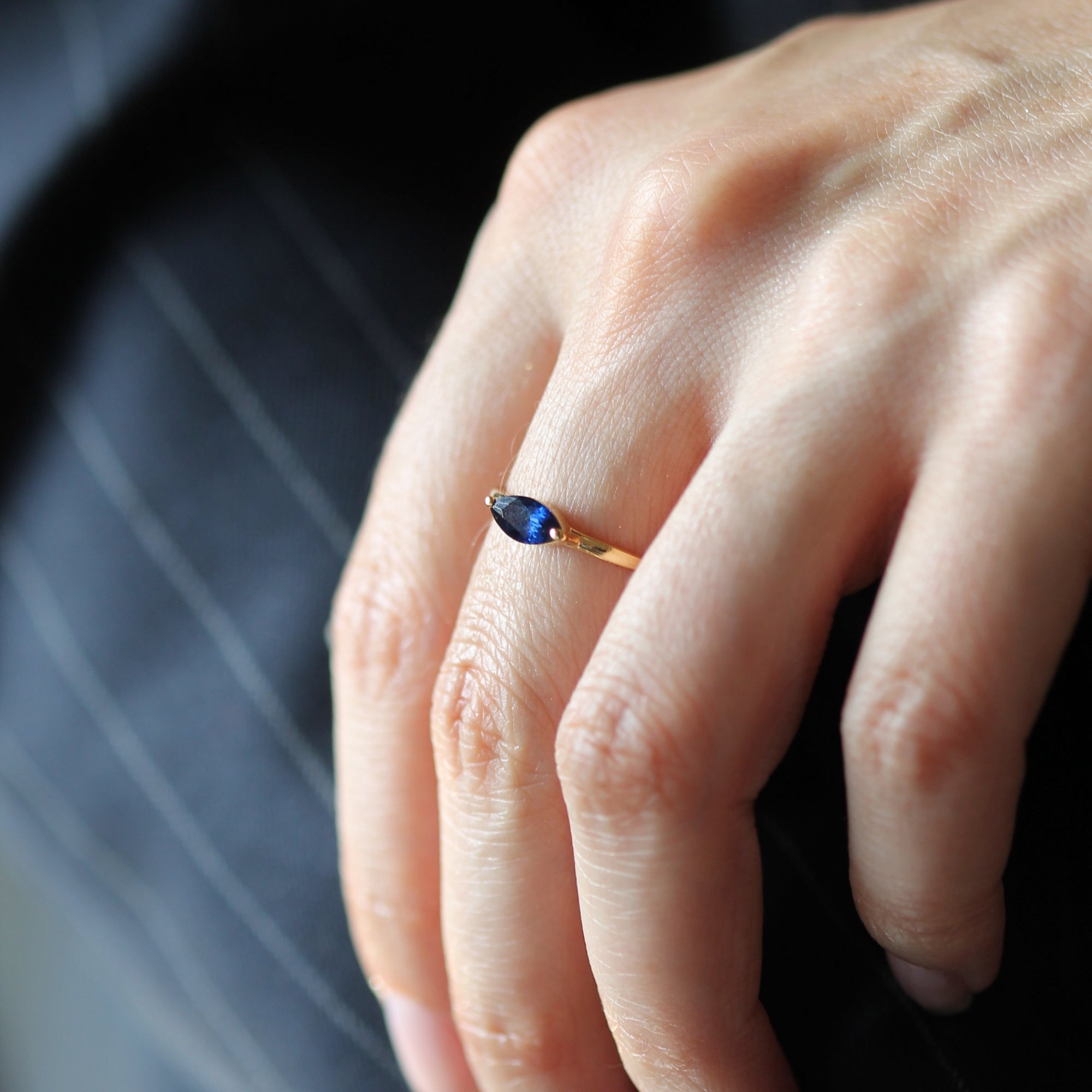 Marquis Ring - Blue Sapphire C.Z.