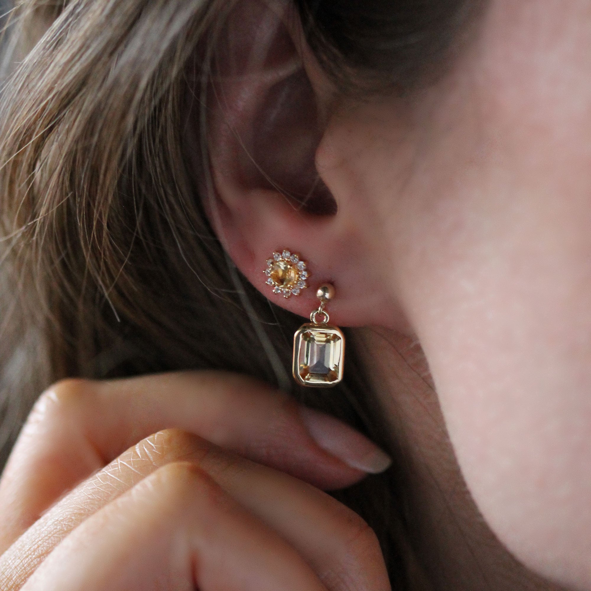 Mini Angie Earrings - Citrine