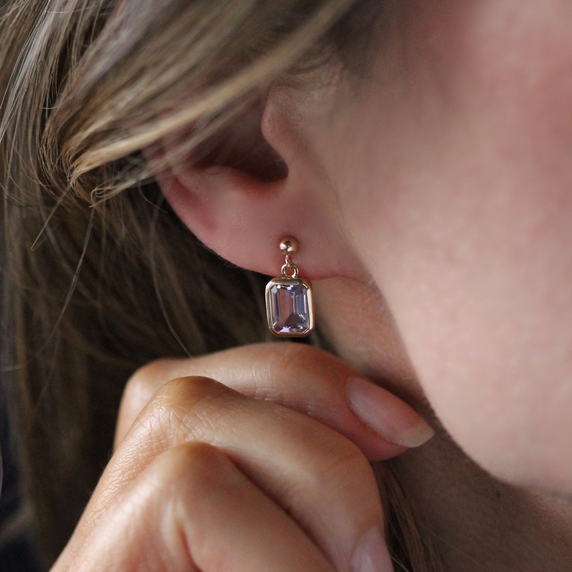 Mini Angie Earrings - Pink Amethyst