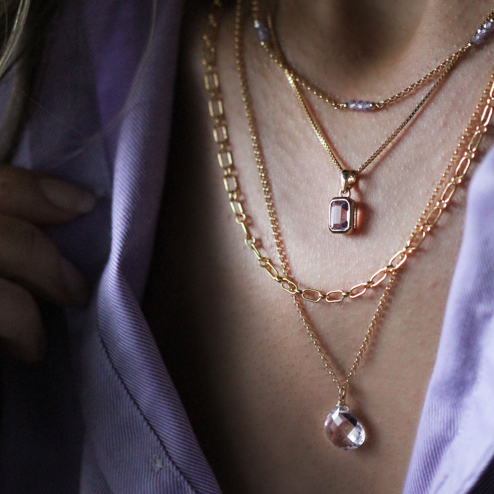Drop Necklace - Pink Amethyst