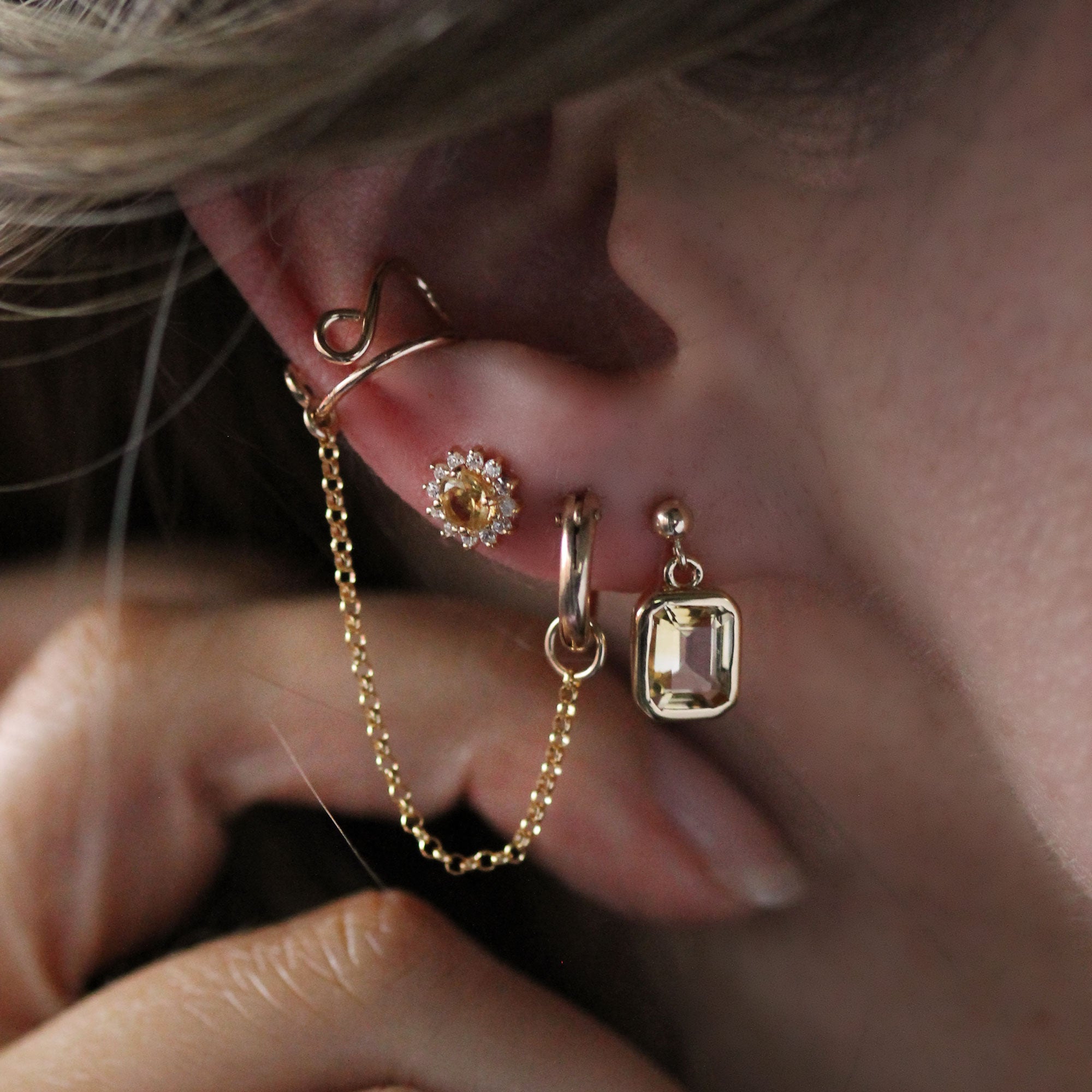 Mini Angie Earrings - Citrine