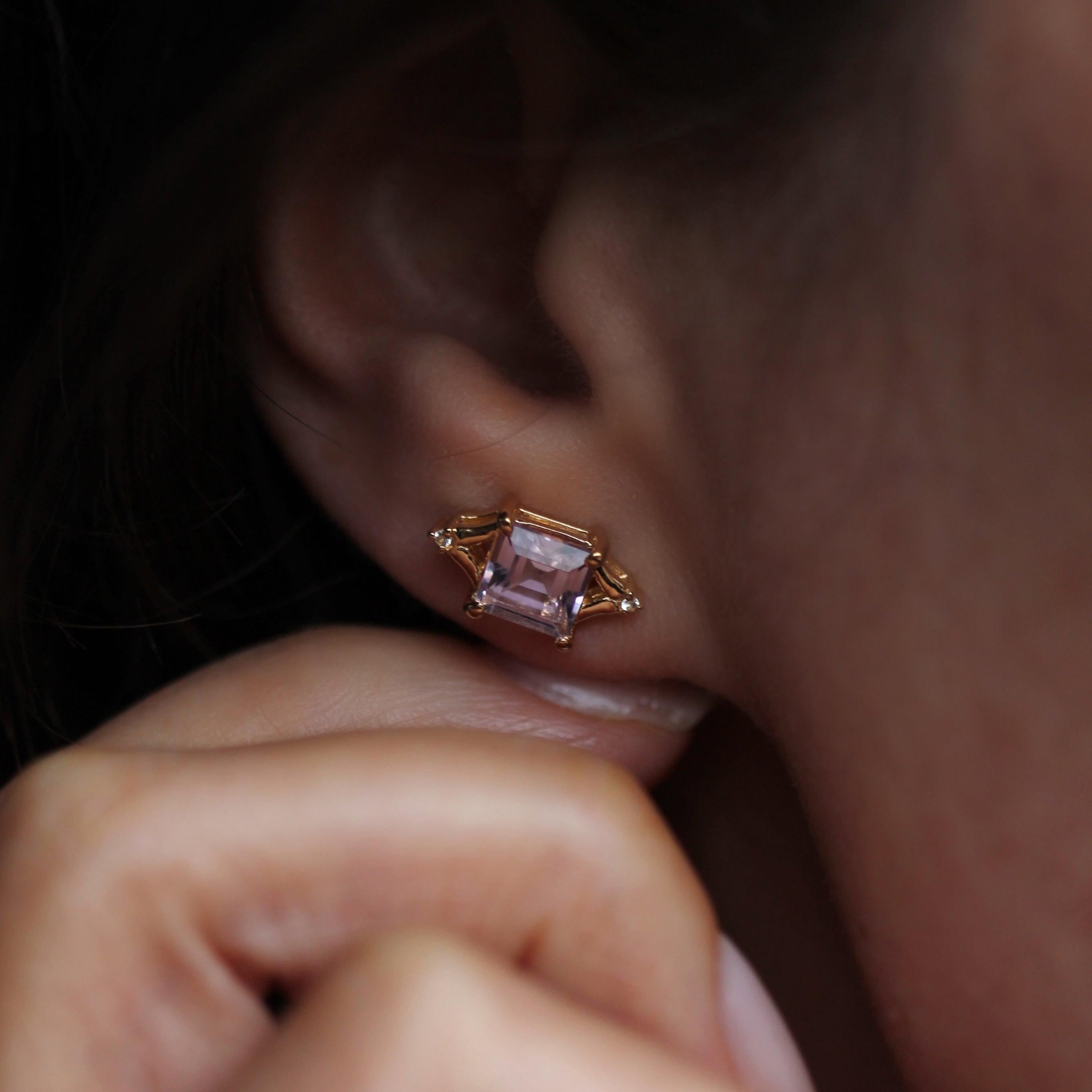 Diana Studs - Pink Amethyst
