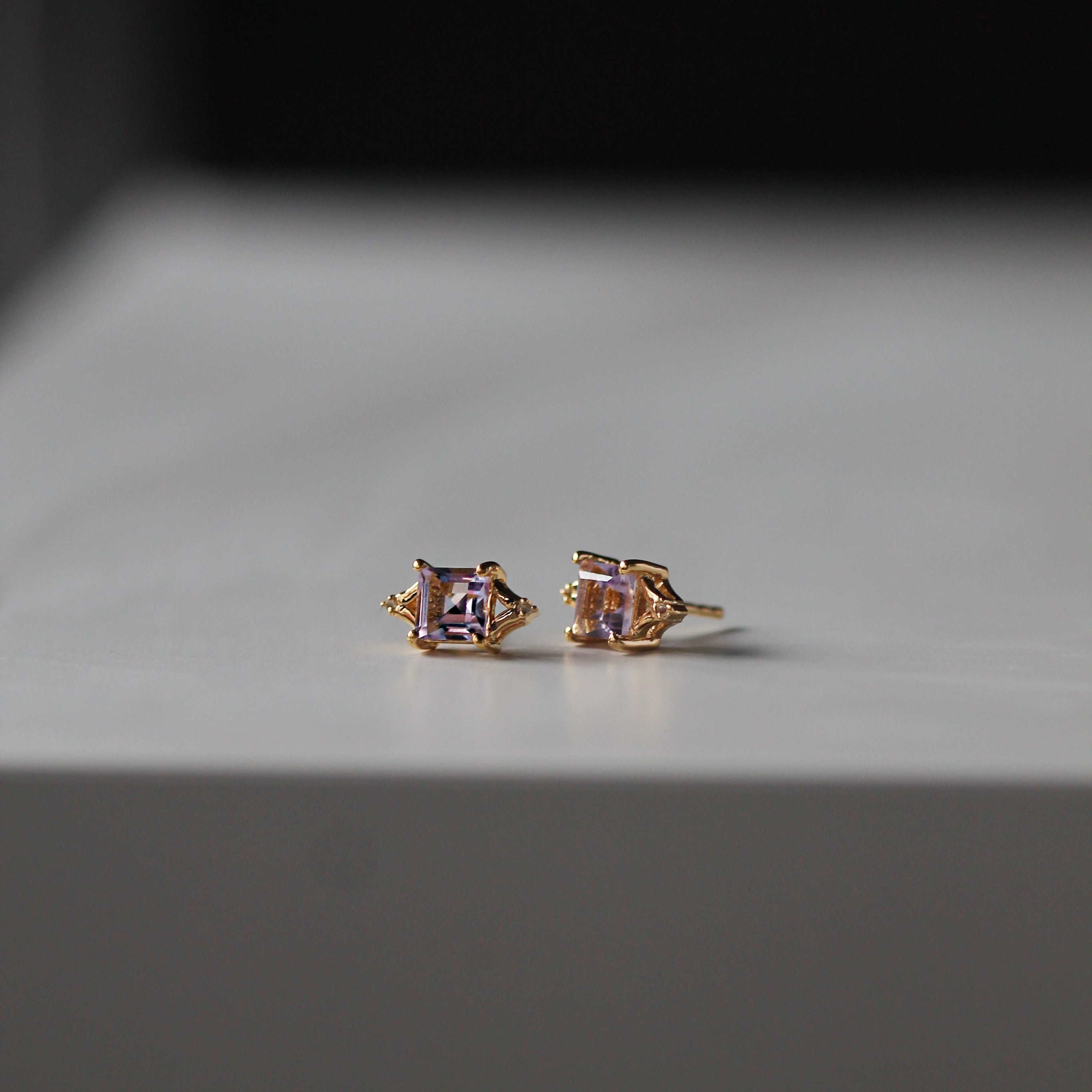 Diana Studs - Pink Amethyst