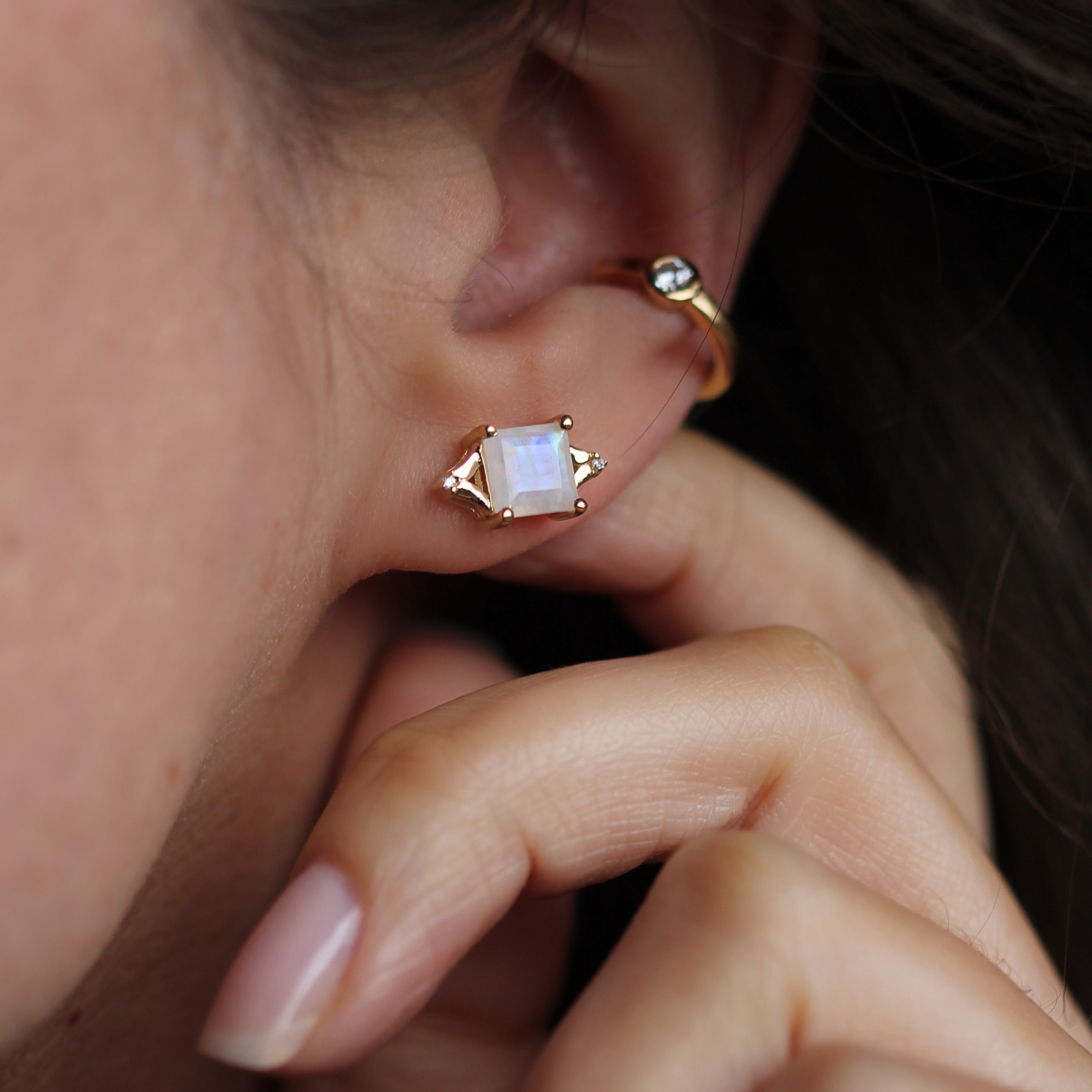 Diana Studs - Moonstone