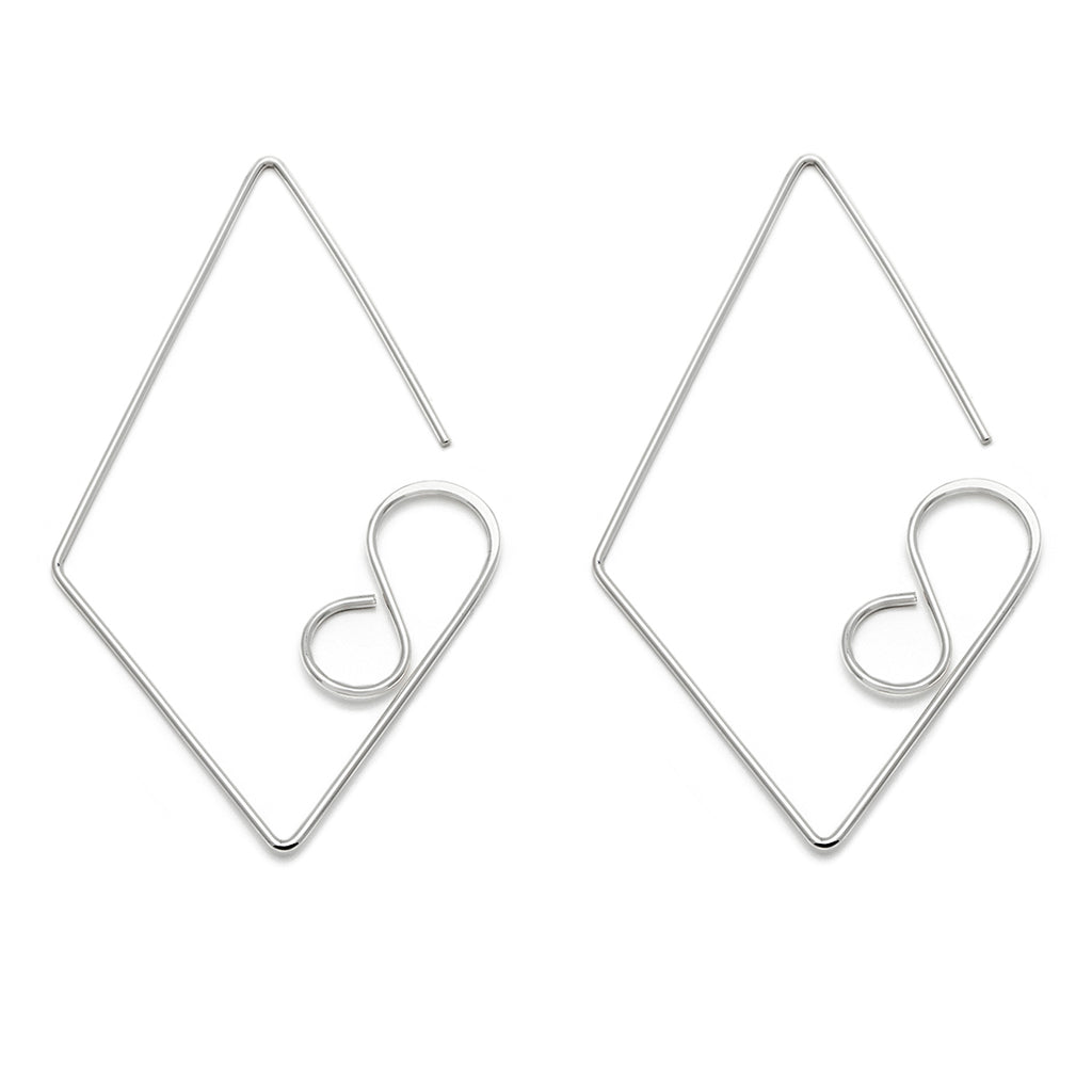 Large Diamond Earrings - Silver