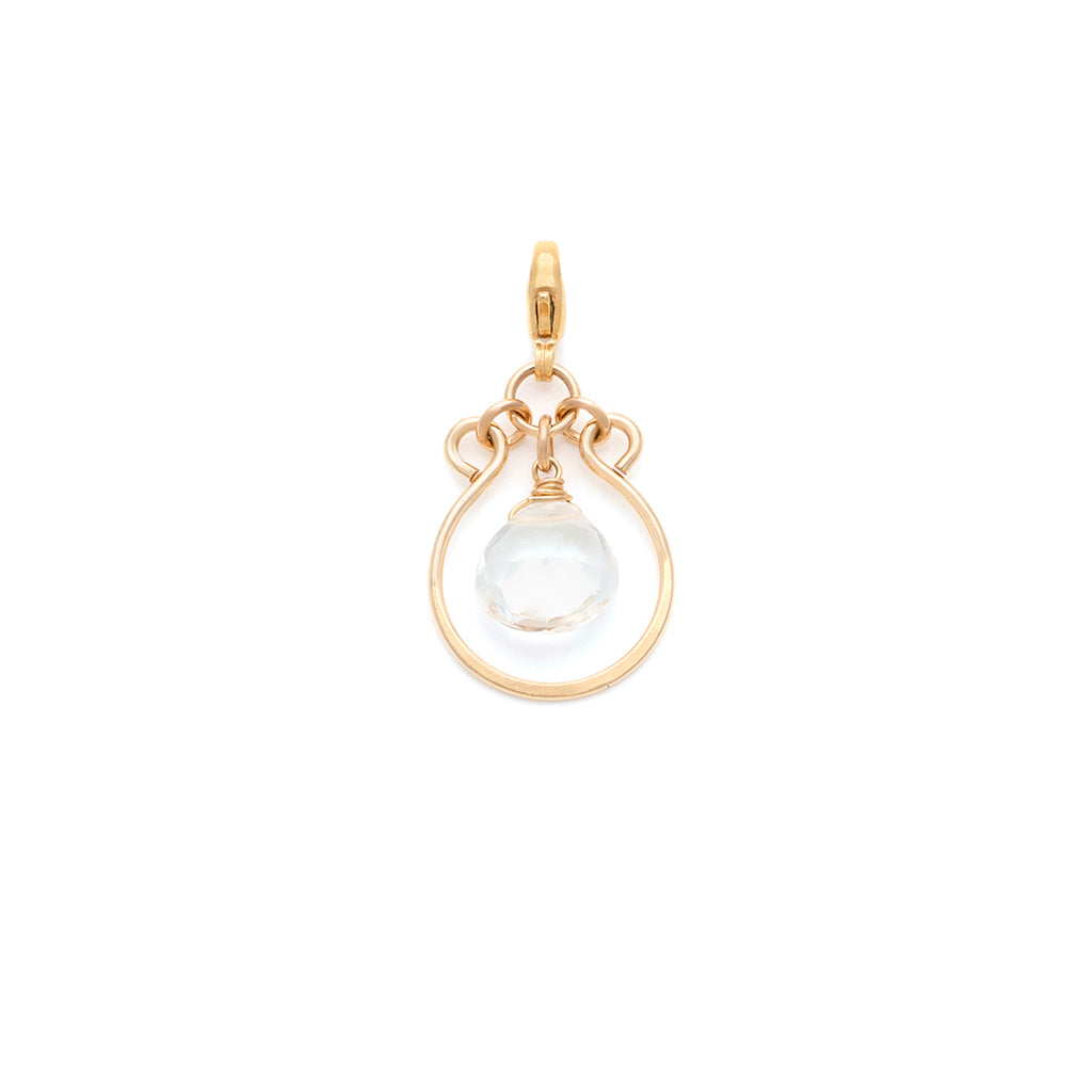 Filigree Charm Pendant - Gold with Clear Quartz