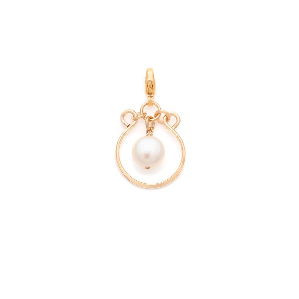 Filigree Charm Pendant - Gold with White Pearl