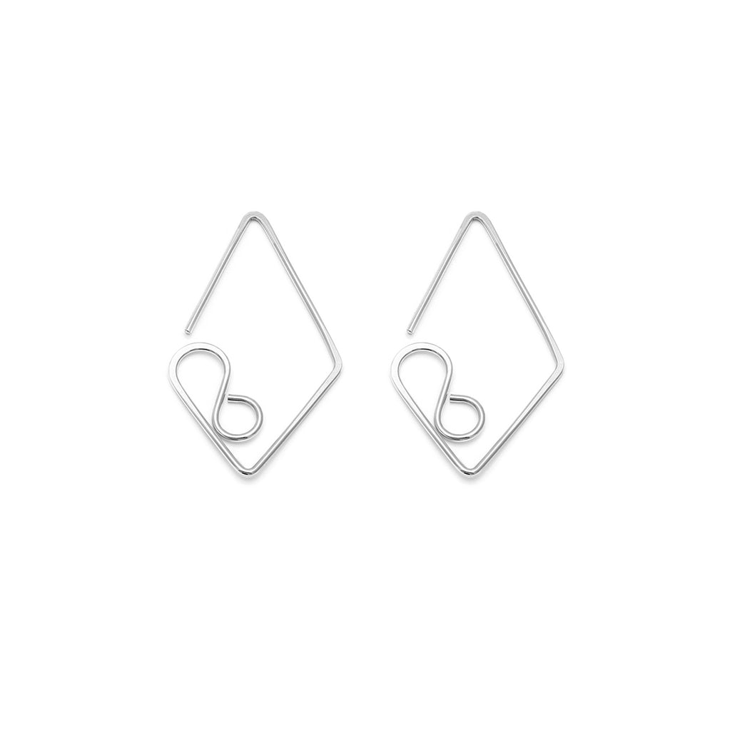 Medium Diamond Earrings - Silver